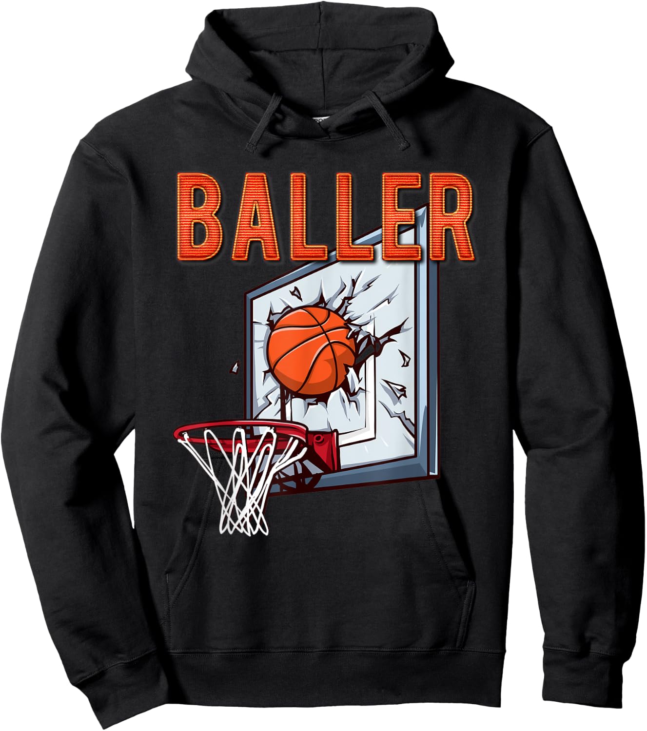 BALLER Funny Basketball Shattered Backboard Gift Hoodie - Hoodie | Black