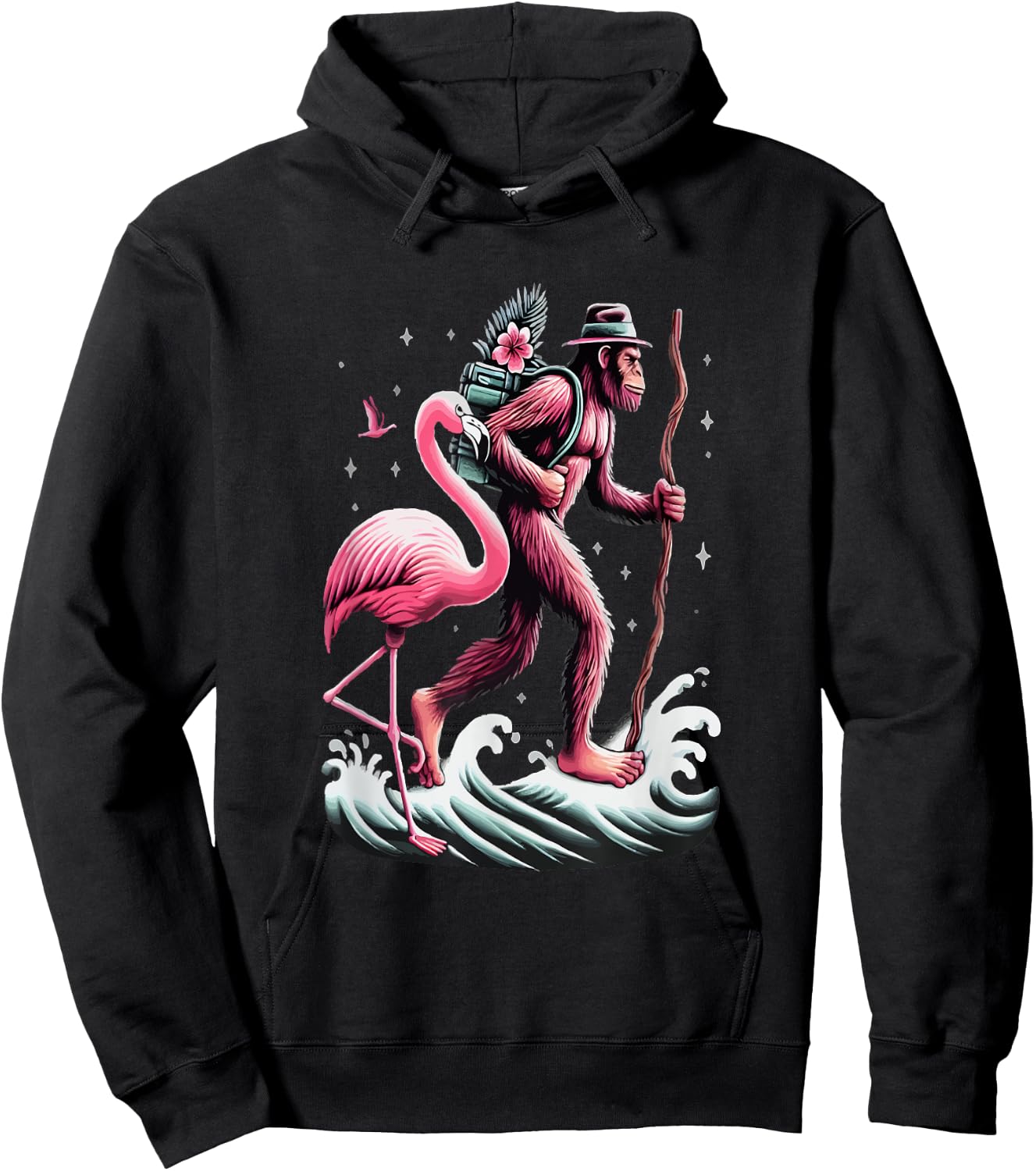 Flamingo Bigfoot Back To School Hoodie - Hoodie | Black