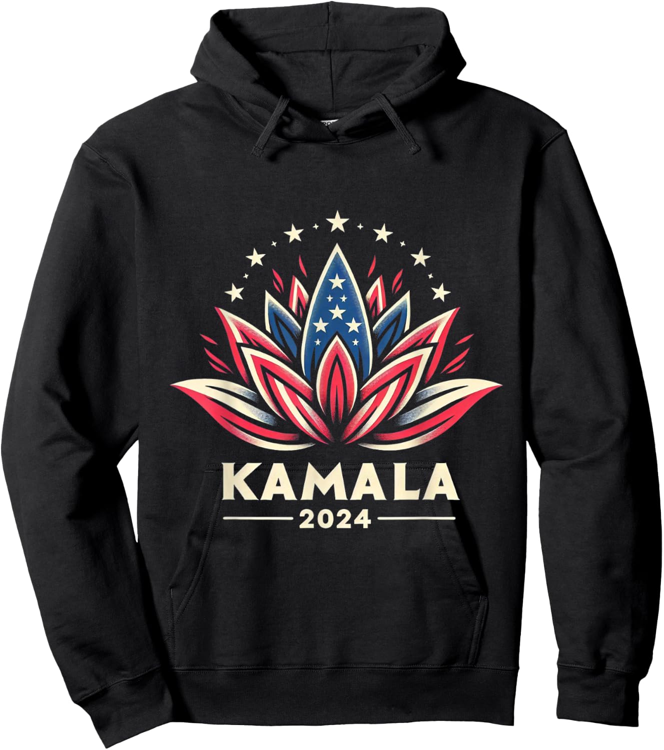 Kamala Harris 2024 Presidential Campaign American Lotus Hoodie - Hoodie | Black