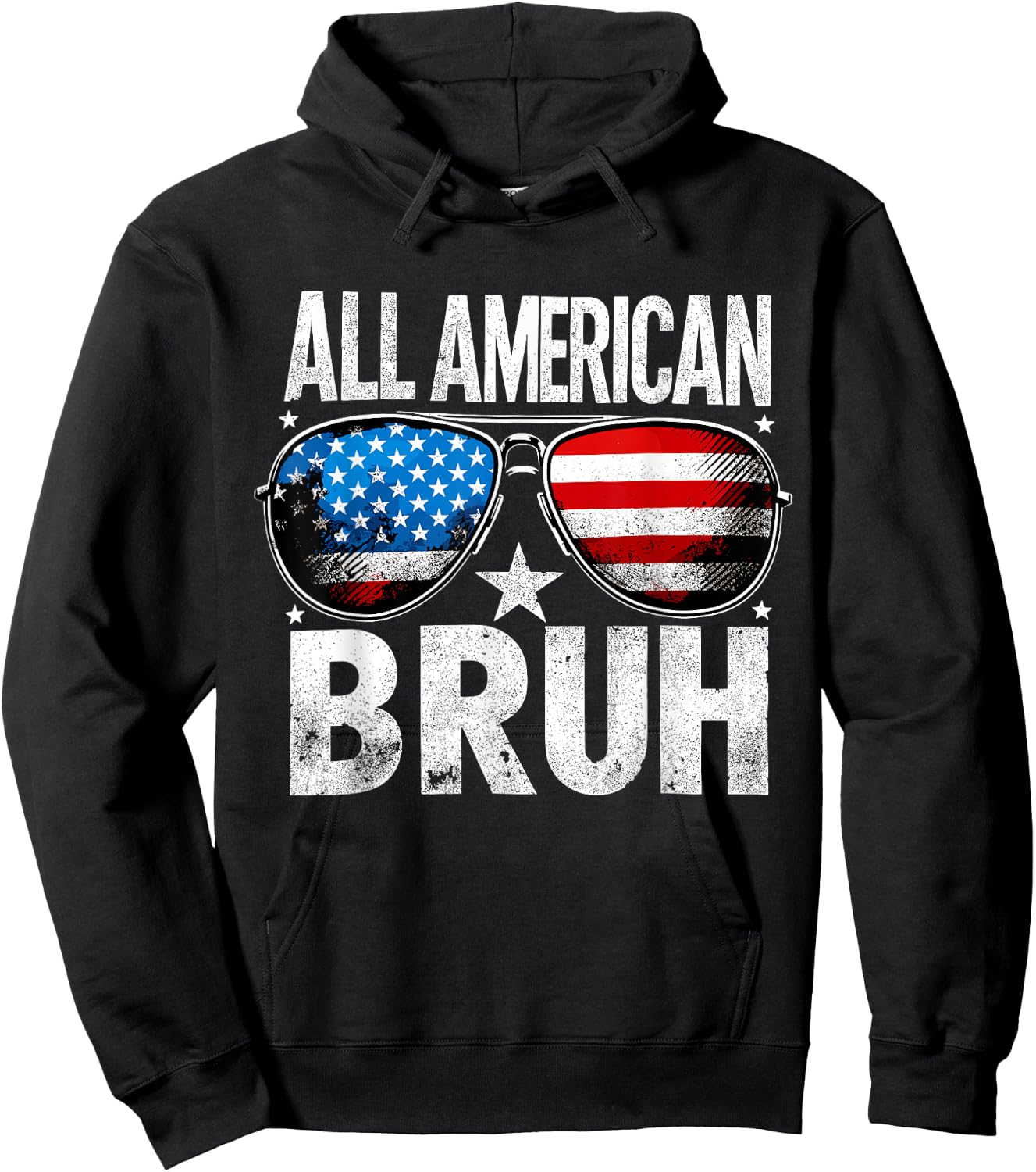 All American Bruh 4th of July Boys Patriotic Kids Hoodie - Hoodie | Black
