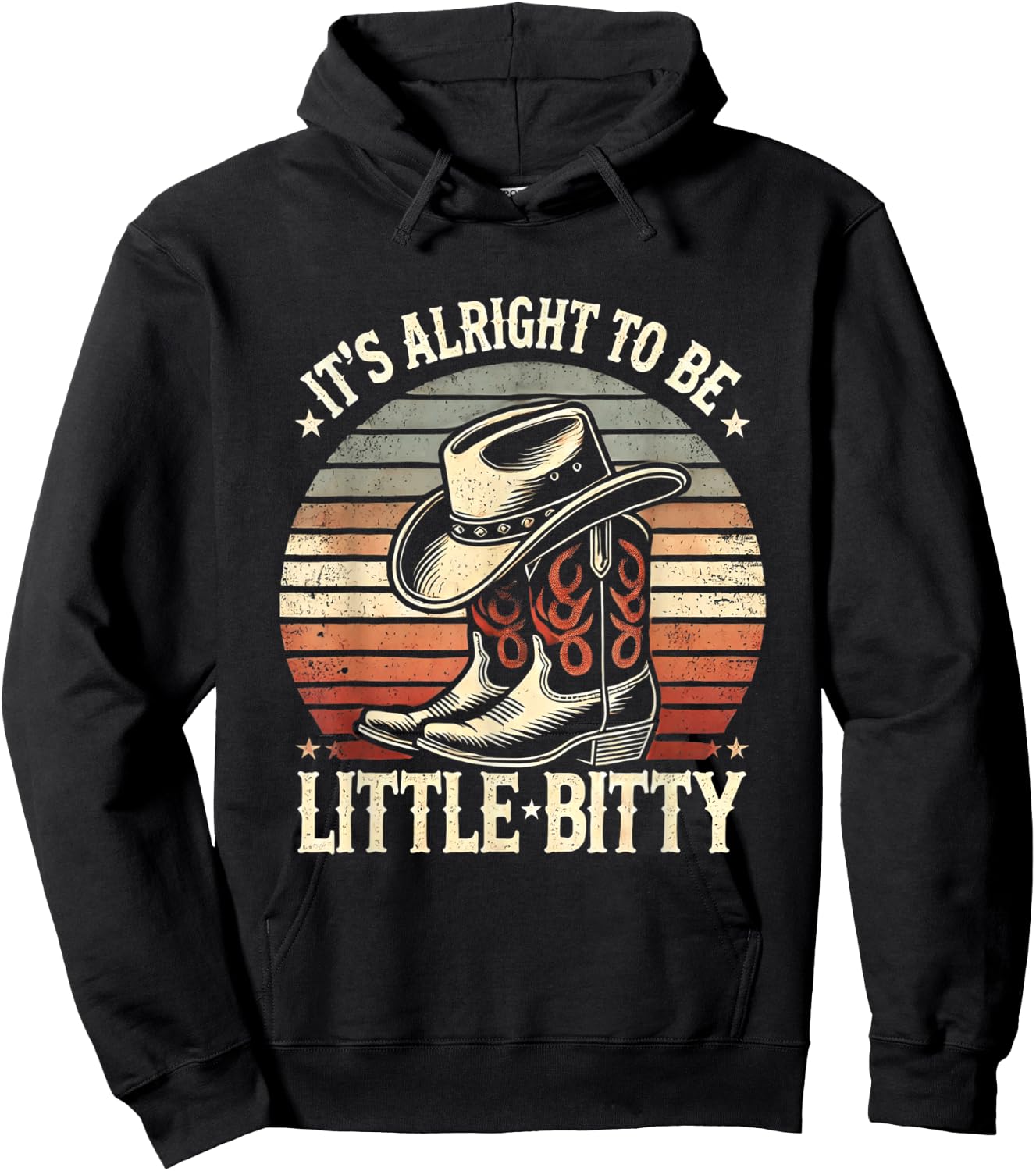 Retro It’s Alright To Be Little Bitty Country Music Toddler Hoodie - Hoodie | Black