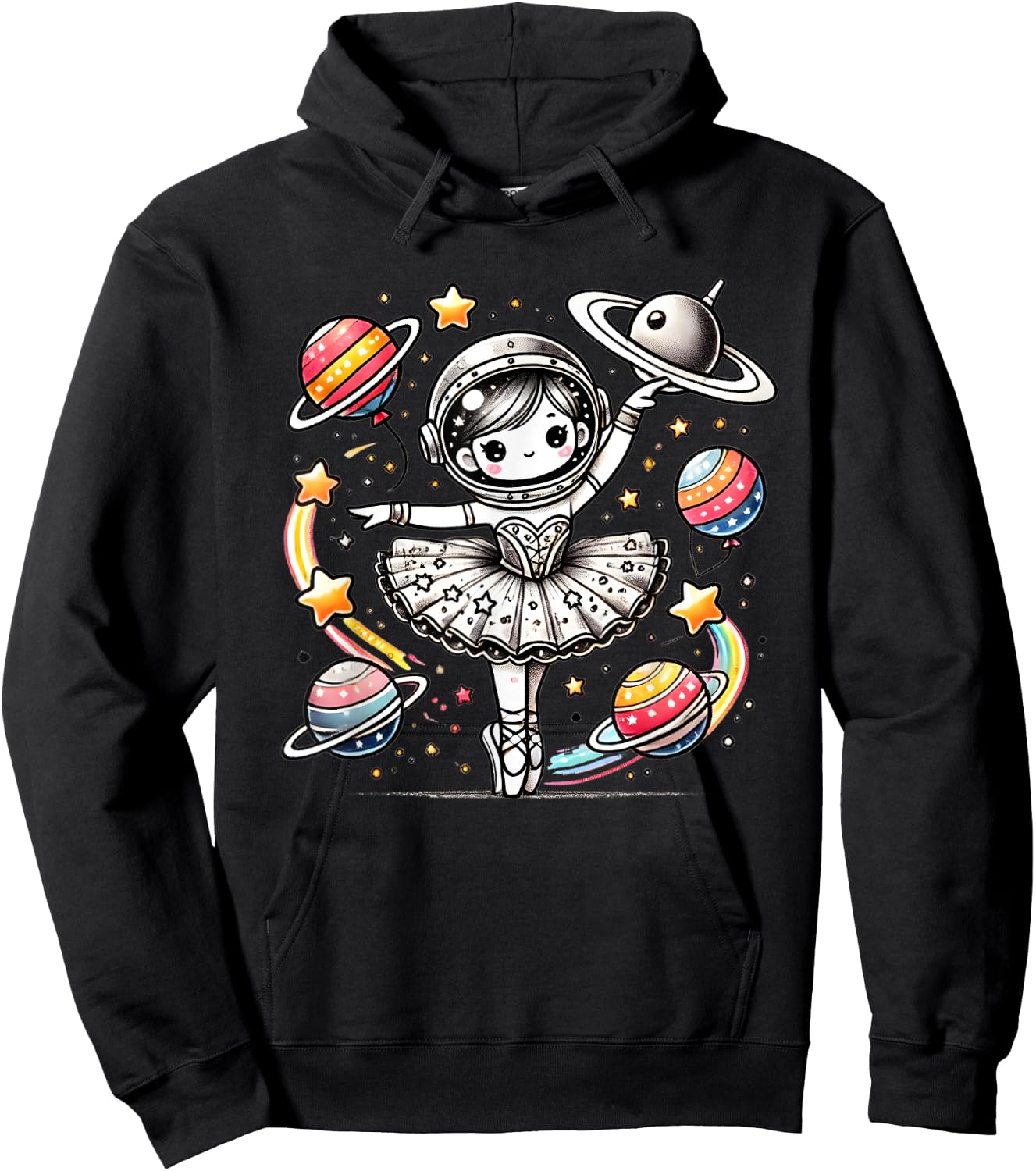 Ballerina Girl Space Astronaut Hoodie - Hoodie | Black