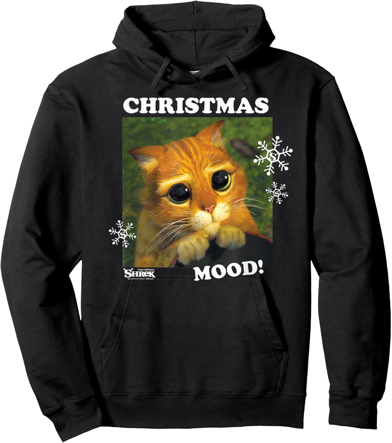 Shrek Christmas Mood Puss In Boots Hoodie - Hoodie | Black