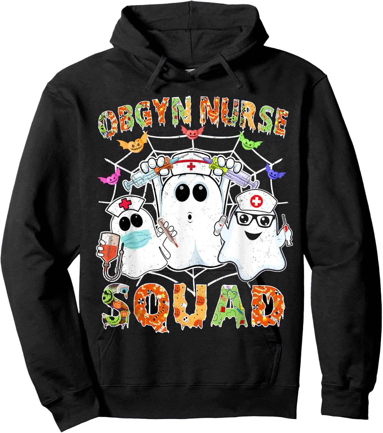 OBGYN Nurse Squad Boo Halloween Matching Ob-gyn RN Hoodie - Hoodie | Black