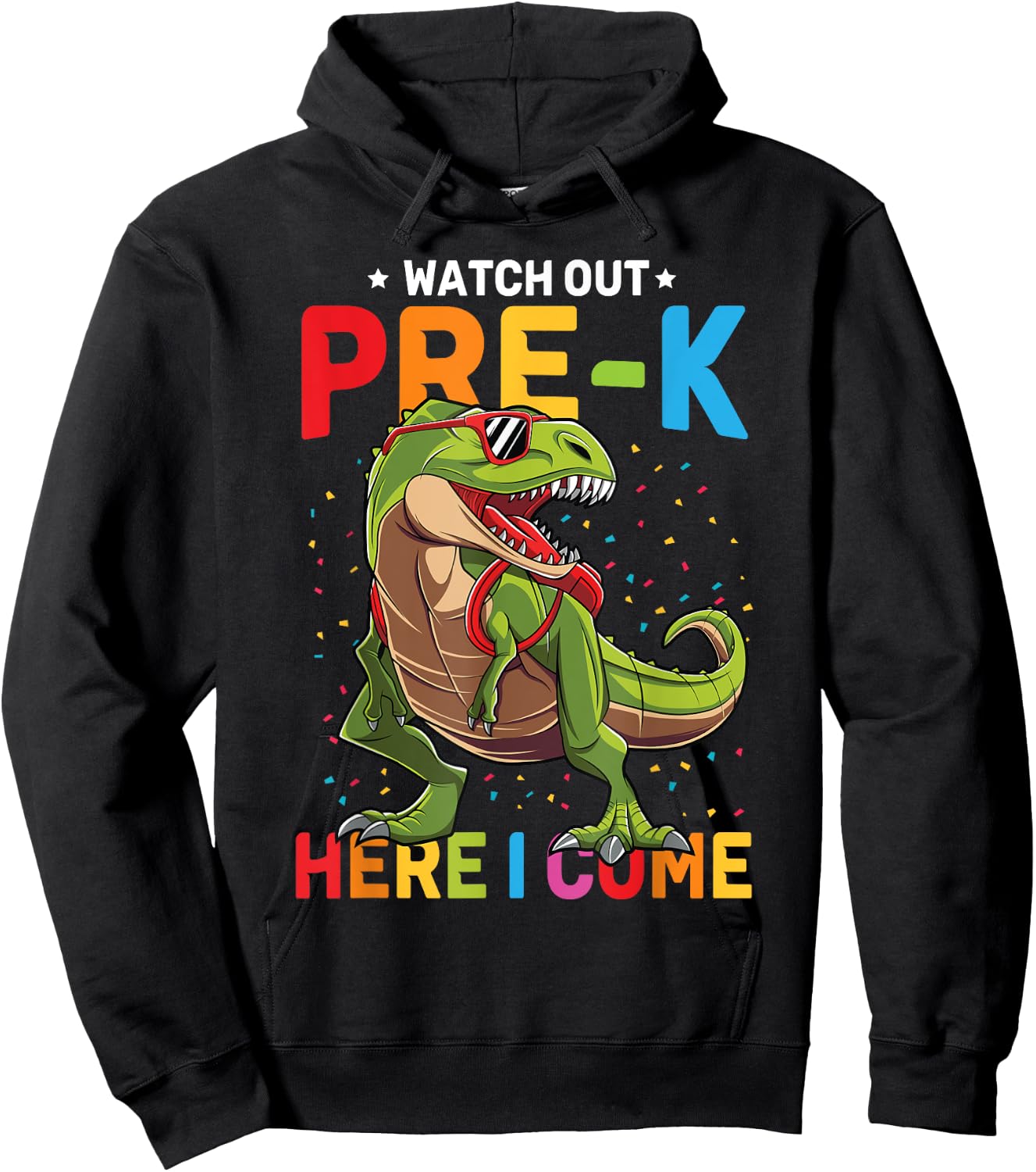 Watch Out Pre-K Here I Come Dinosaur Back to School Boys Hoodie - Hoodie | Black