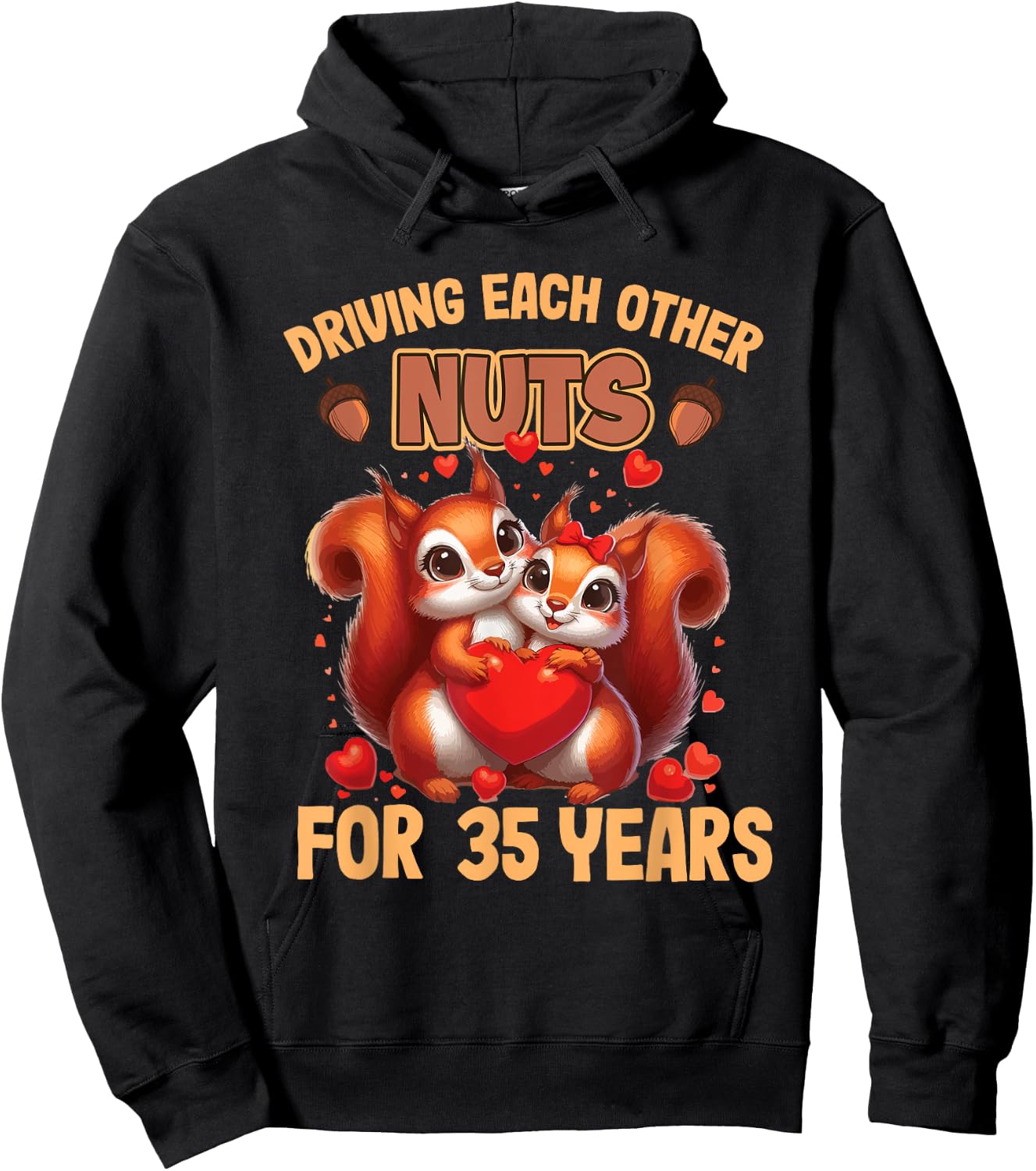 Couples Married 35 Year Funny 35th Wedding Anniversary Hoodie - Hoodie | Black