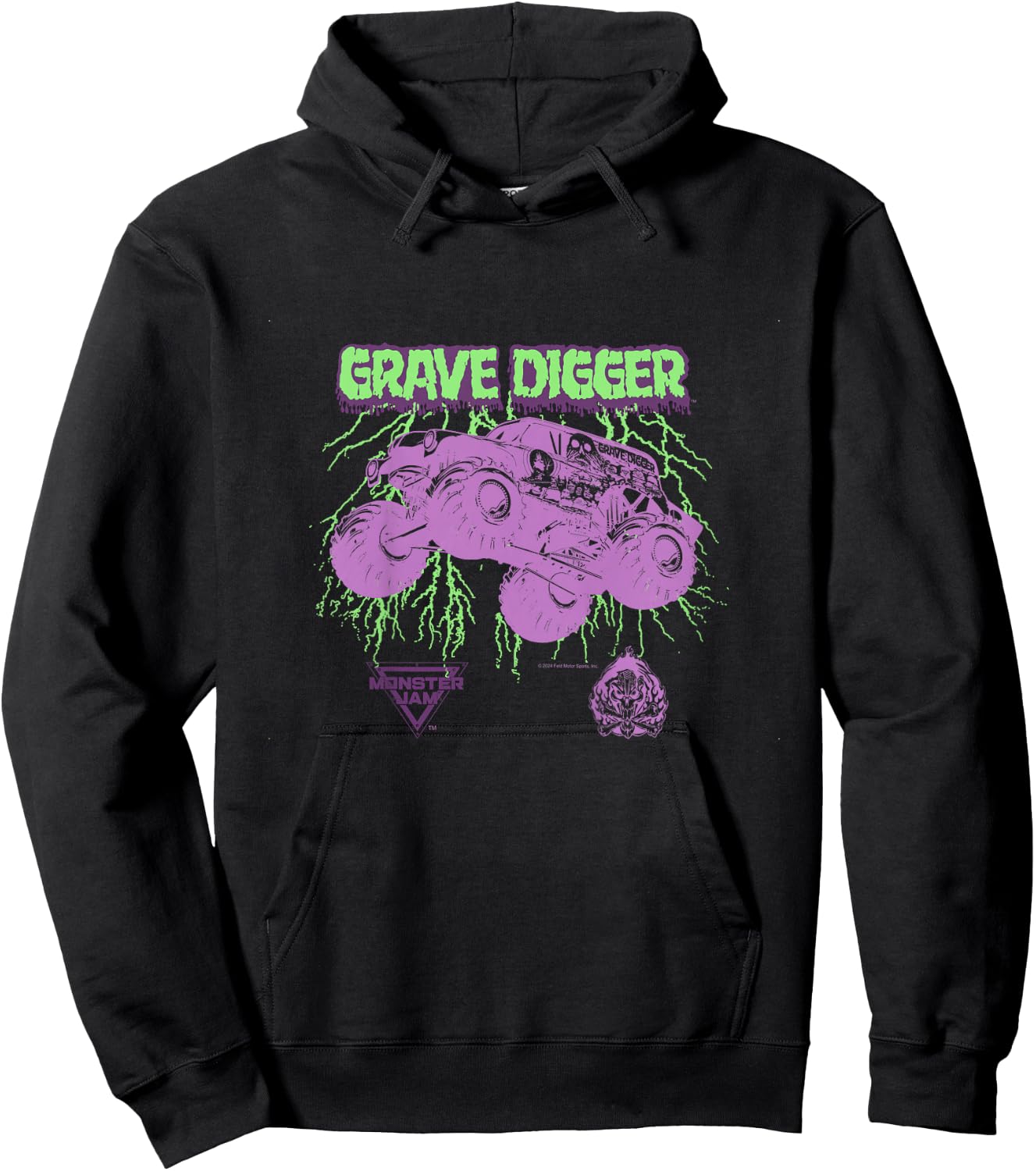 Monster Jam Kids Grave Digger Lightning Hoodie - Hoodie | Black