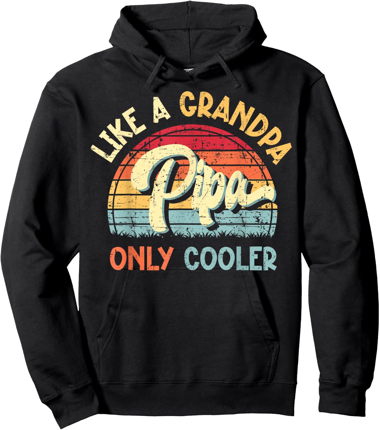 Pipa Like a Grandpa Only Cooler Vintage Fathers Day Funny Hoodie - Hoodie | Black
