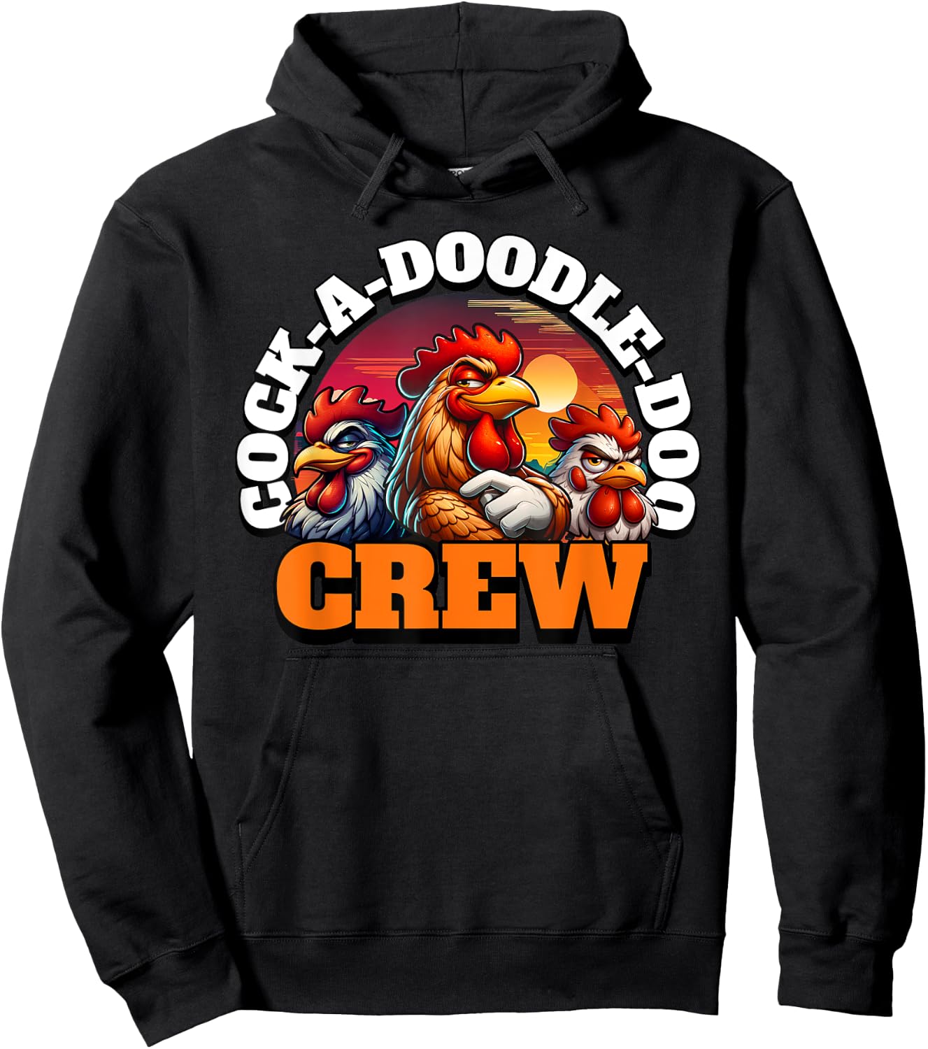 Funny Rooster Cock-a-doodle-doo Crew Hoodie - Hoodie | Black