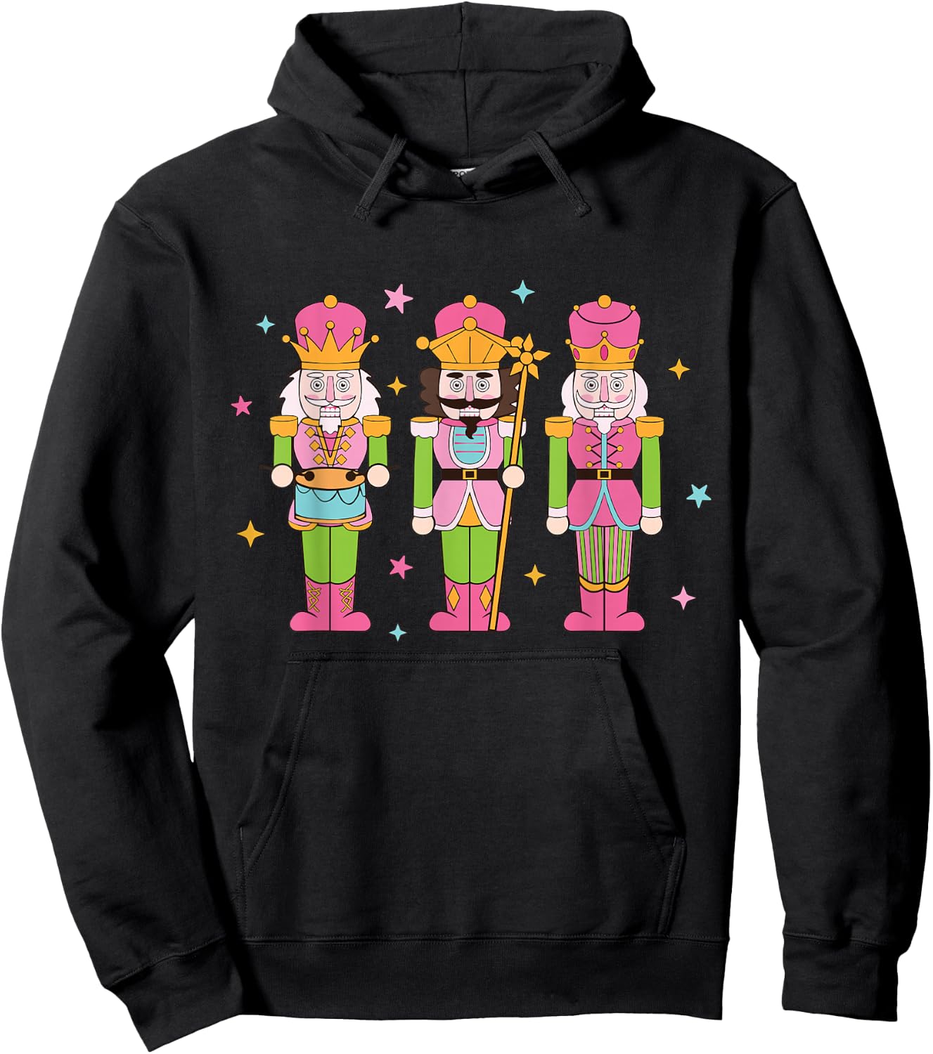 Vintage Pink Nutcracker Squad Women Girl Kids Pink Christmas Hoodie - Hoodie | Black