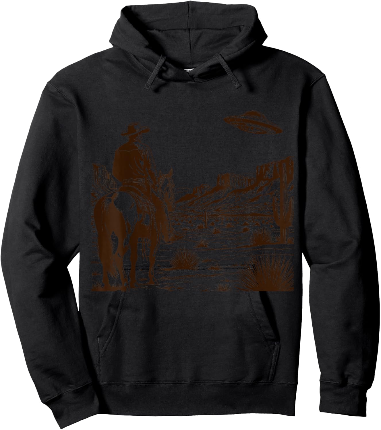 Ufo Western Retro Vintage Cowboy Hoodie - Hoodie | Black