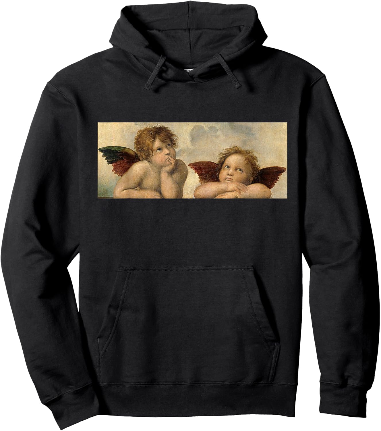 Raffaels Angel Sixtinian Madonna Renaissance Painting Art Hoodie - Hoodie | Black