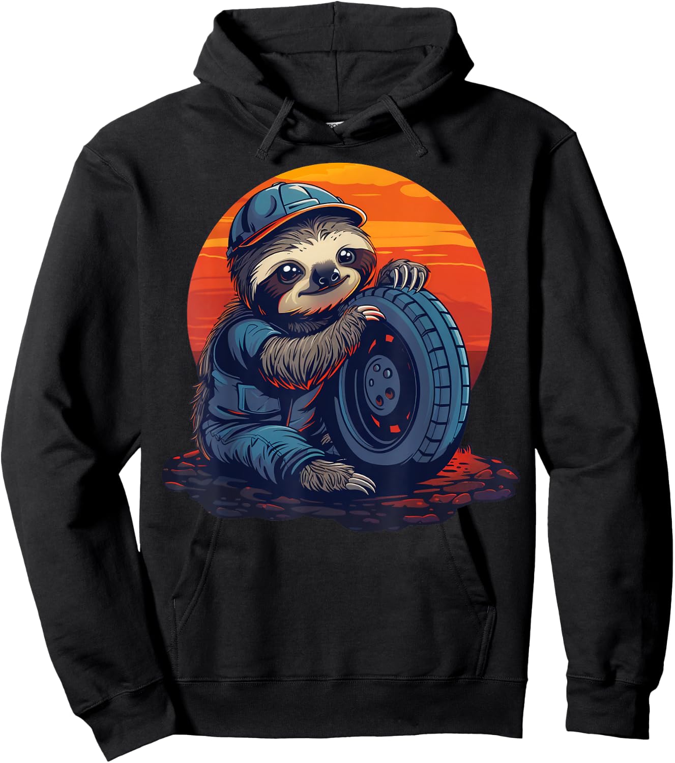 Funny Lazy Sloth Automotive mechanic Hoodie - Hoodie | Black