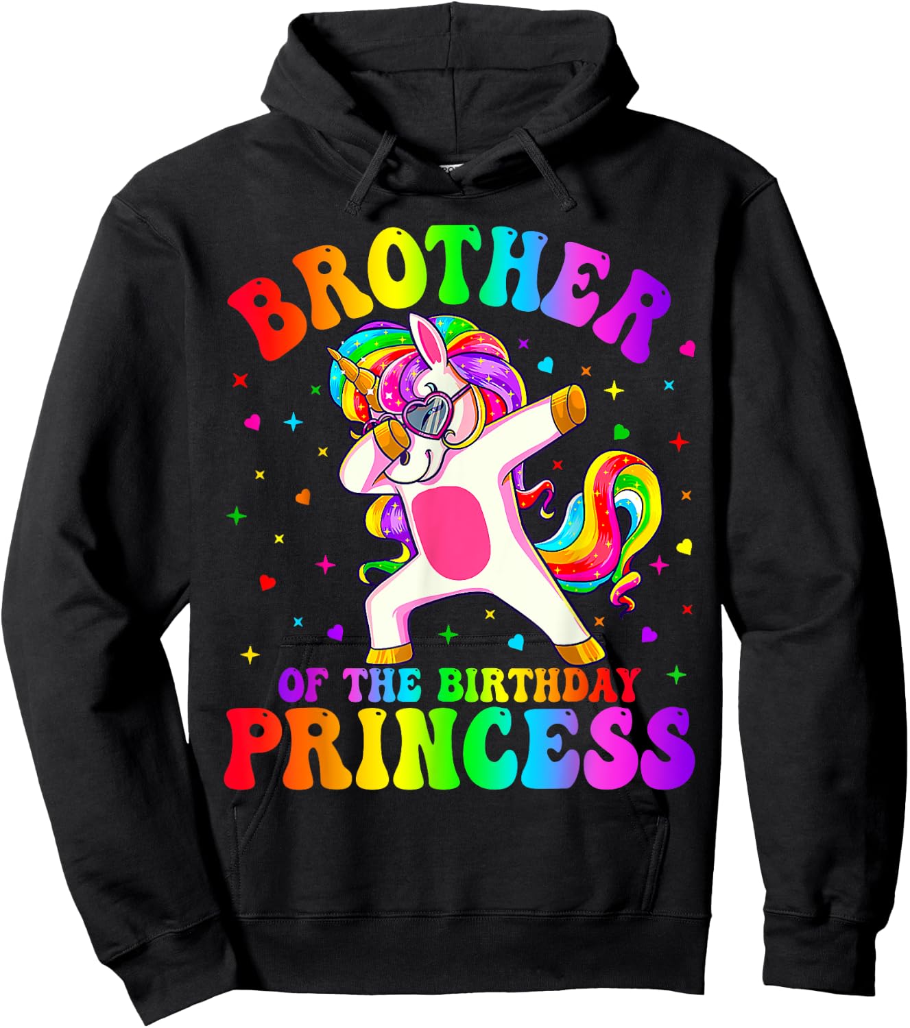 Brother of the Birthday Princess Girl Dabbing Unicorn Funny Hoodie - Hoodie | Black