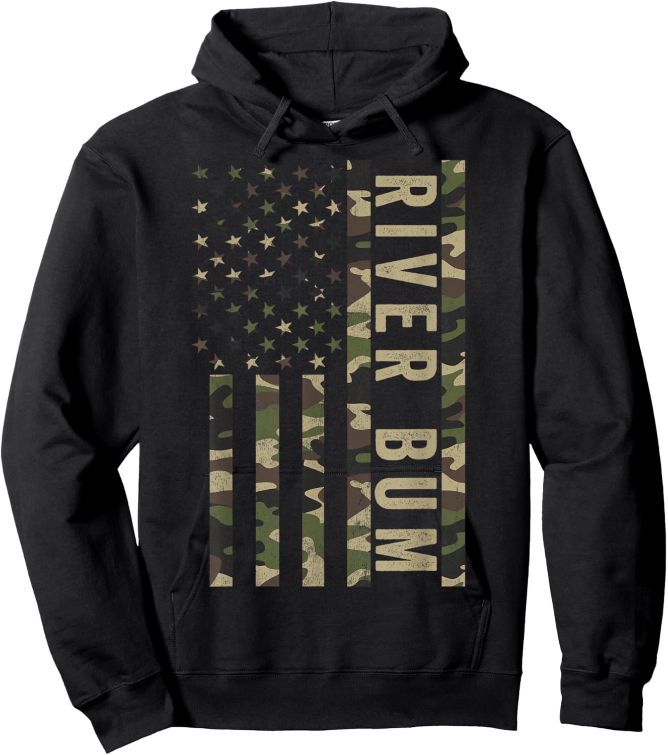 River Bum American Flag, River Enthusiasts, River Bum Hoodie - Hoodie | Black