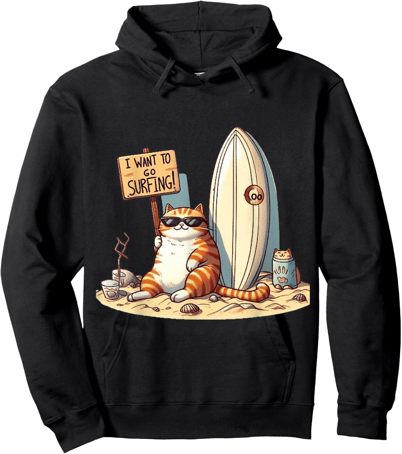 I want to go surfing ,The Call of the Waves Hoodie - Hoodie | Black