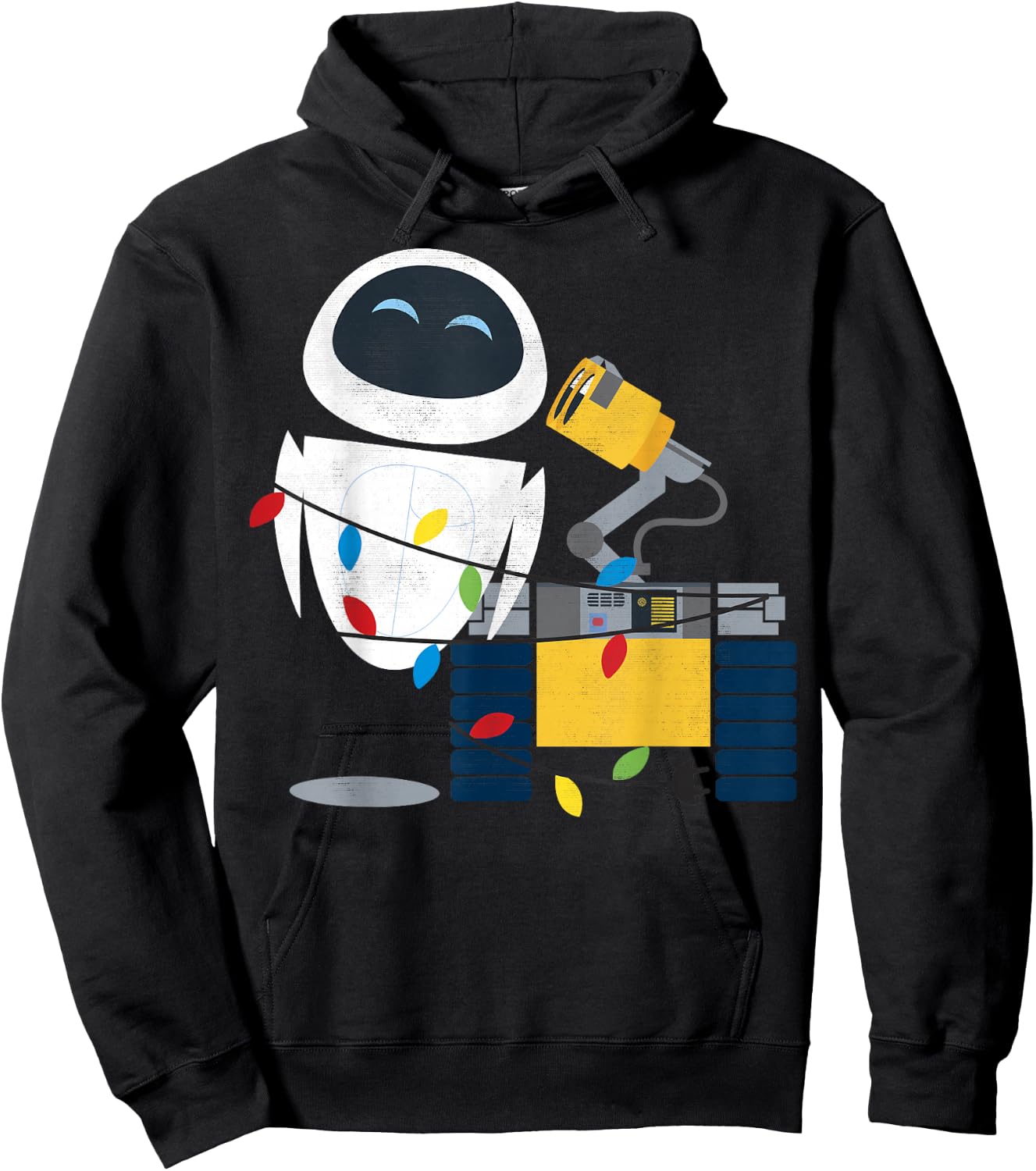 Disney Pixar Wall-E Eve Christmas Light Wrap Graphic Short Sleeve Hoodie - Hoodie | Black
