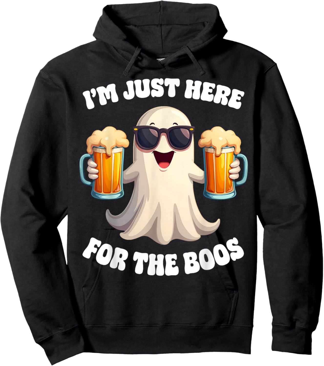 Funny I'm Just Here For The Boos Adult Halloween Costume Hoodie - Hoodie | Black