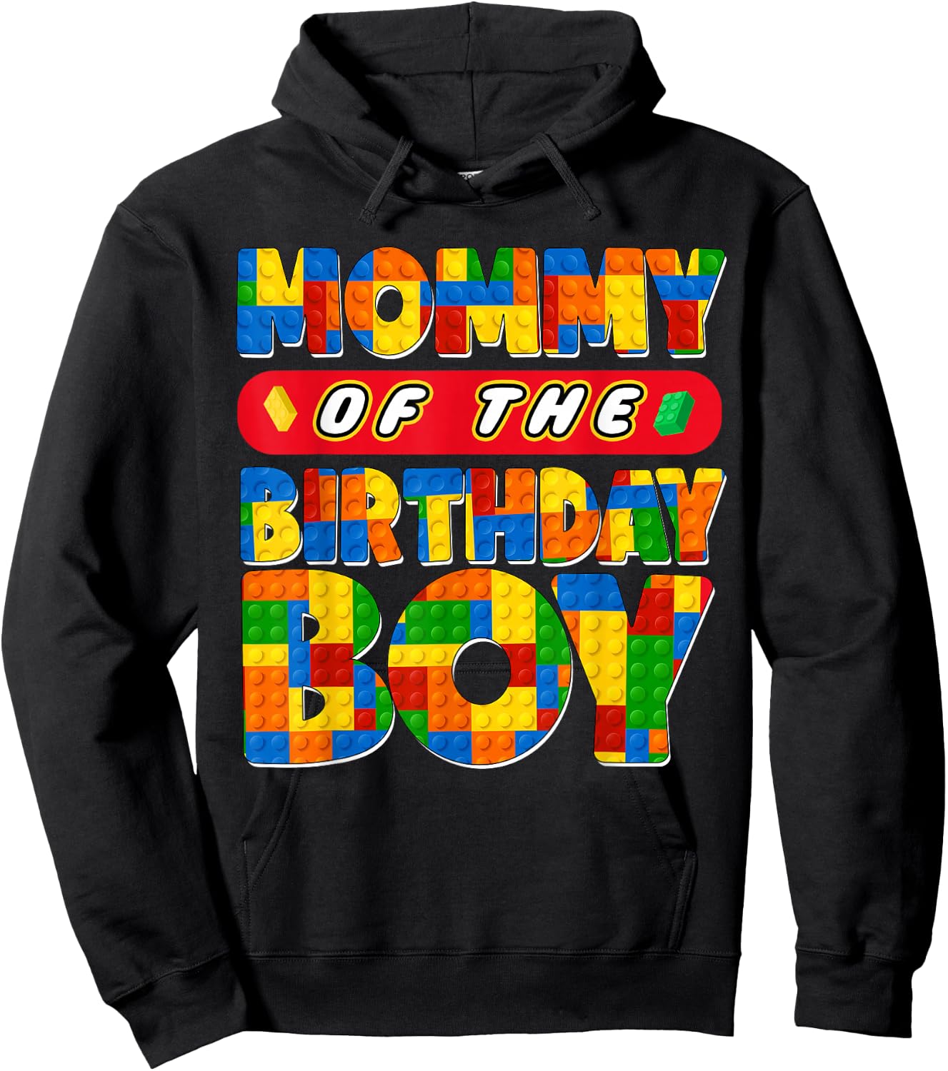 Mom And Dad Mommy Birthday Boy Building Bricks Family Party Hoodie - Hoodie | Black