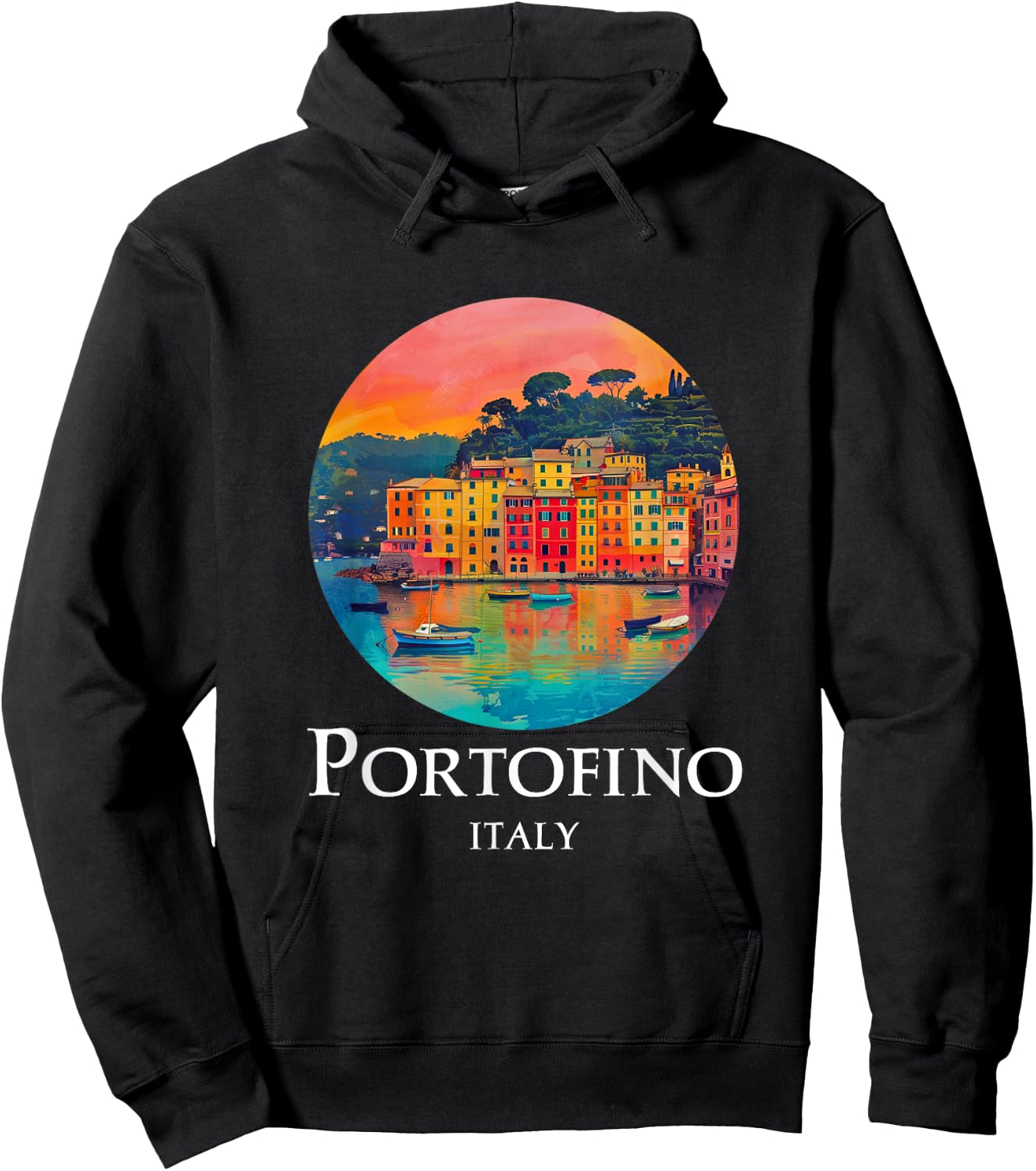Italy Portofino Painting Souvenir / Portofino Hoodie - Hoodie | Black
