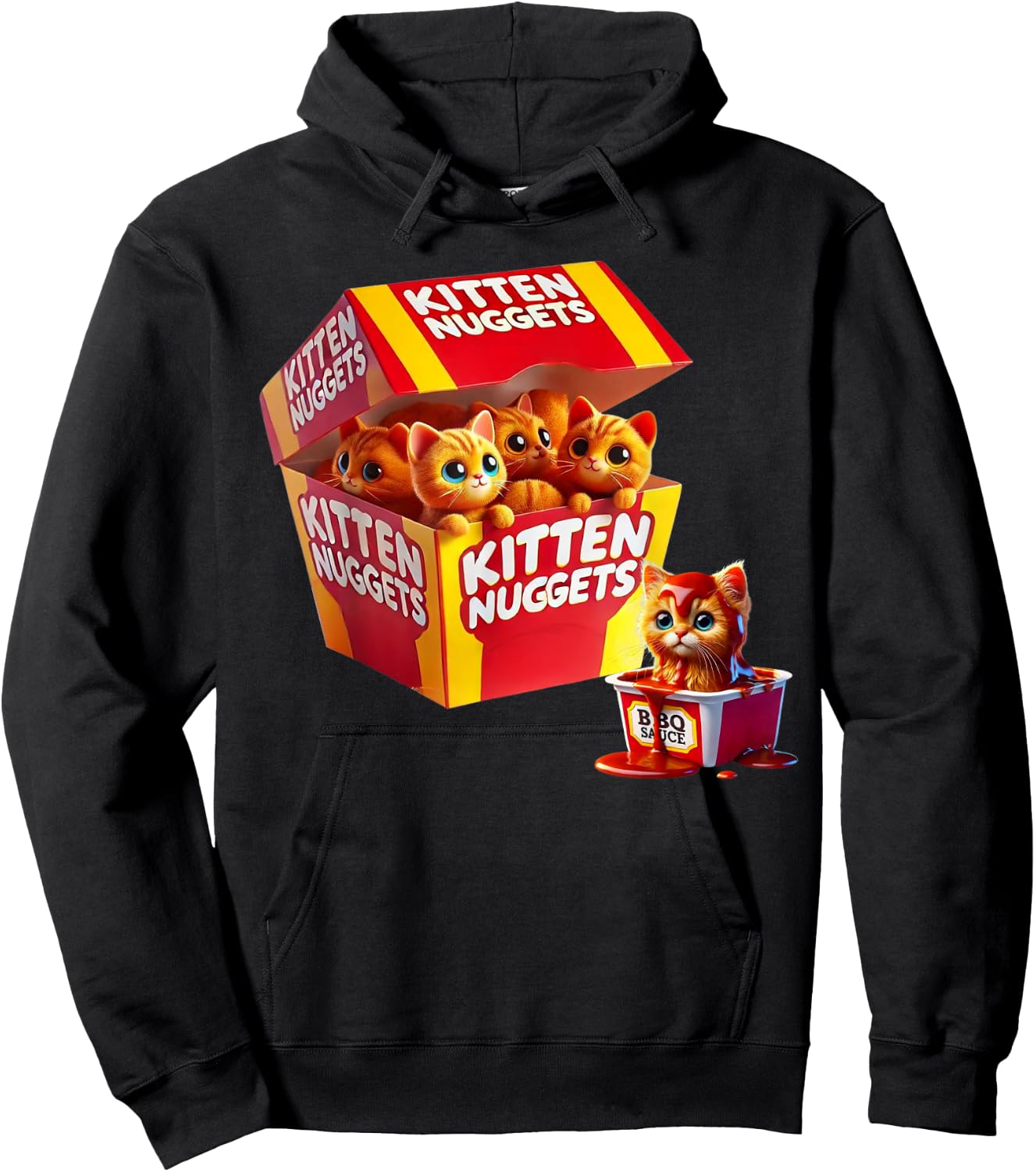 Funny Cat Owner Cute Gifts Kitten Nuggets Cat Lover Gift Food Pun Chicken Nuggets Hoodie - Hoodie | Black
