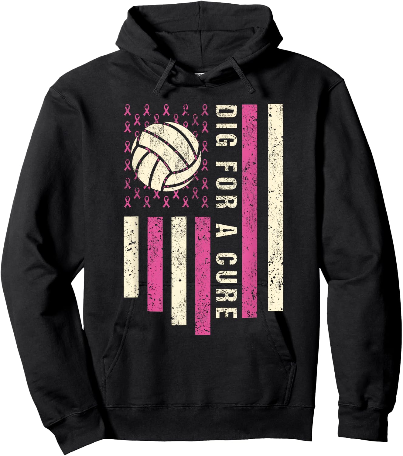 Dig For A Cure Breast Volleyball Pink Volleyball Pink Out Hoodie - Hoodie | Black