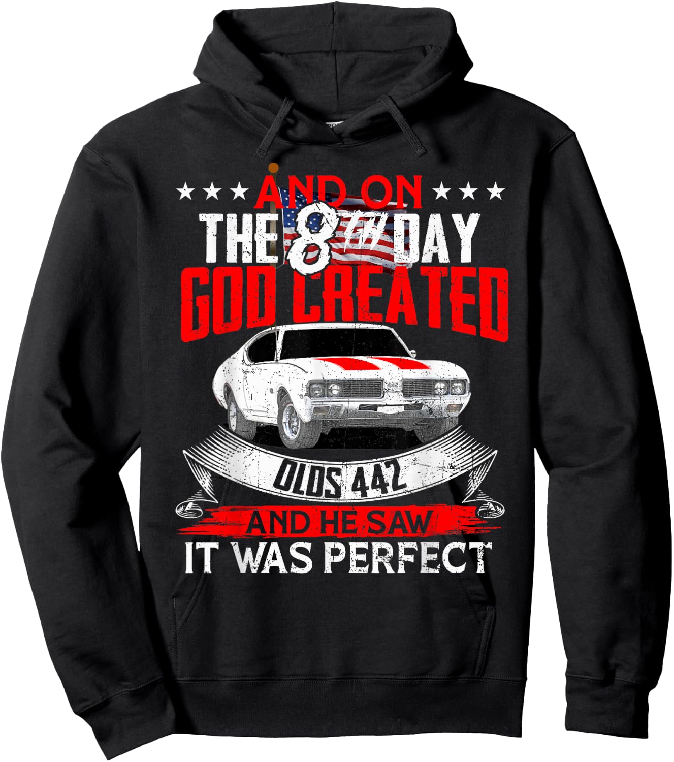 olds 442 On the god muscle car 1964 65 66 67 68 69 70 71 72 Hoodie - Hoodie | Black
