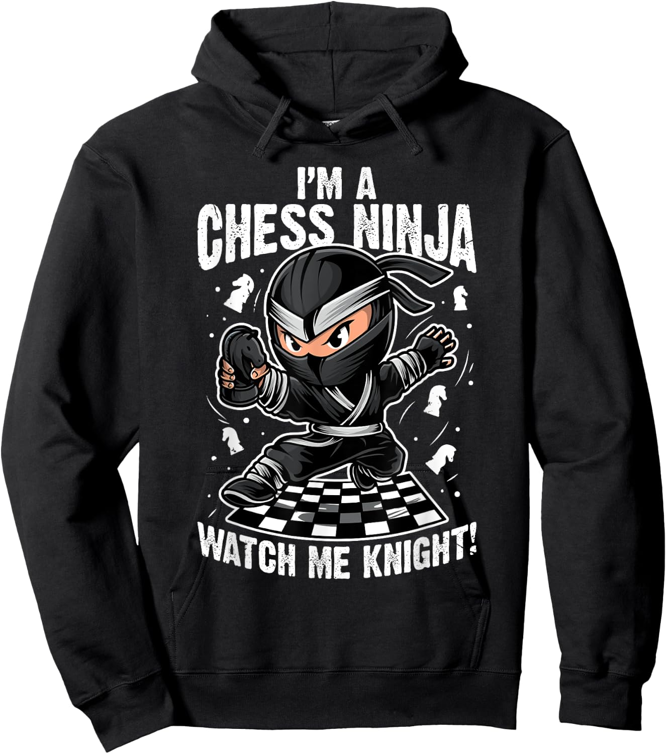 Chess Ninja Knight Funny Gift Chess Players Hoodie - Hoodie | Black