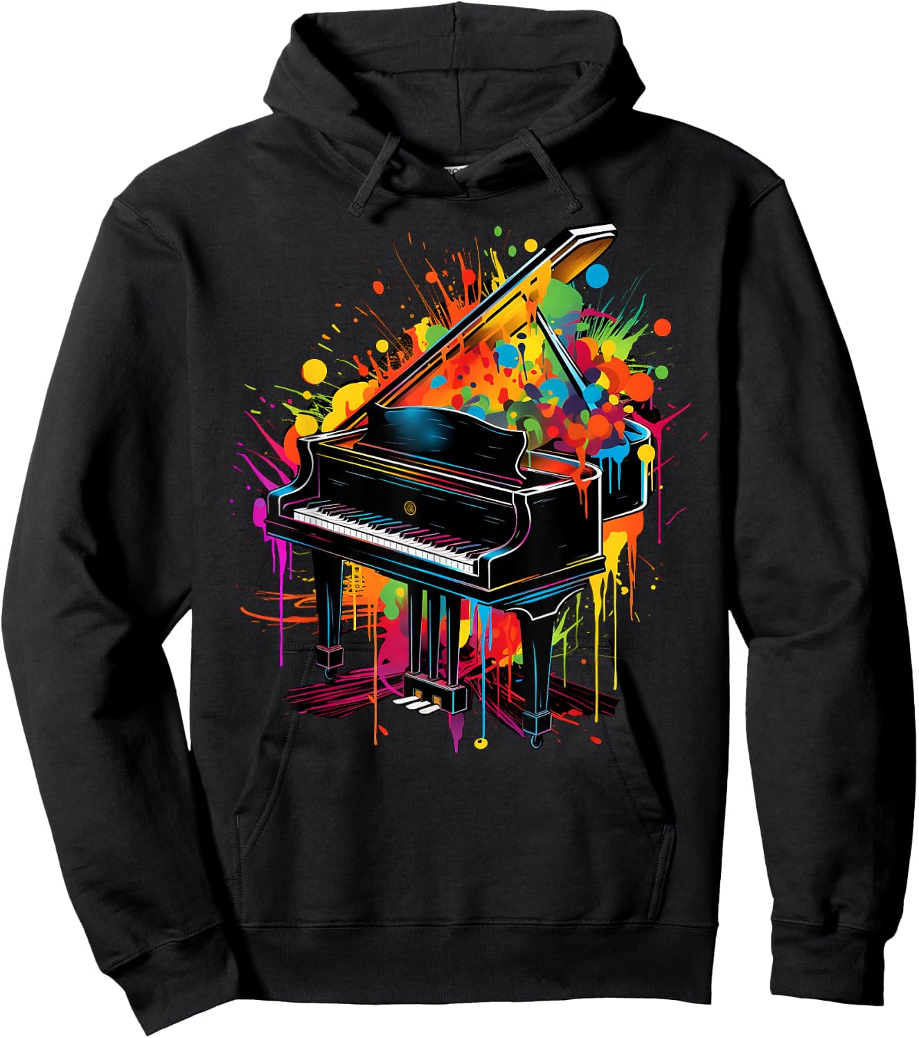 Artistic Colorful Pop Art painted Piano Hoodie - Hoodie | Black