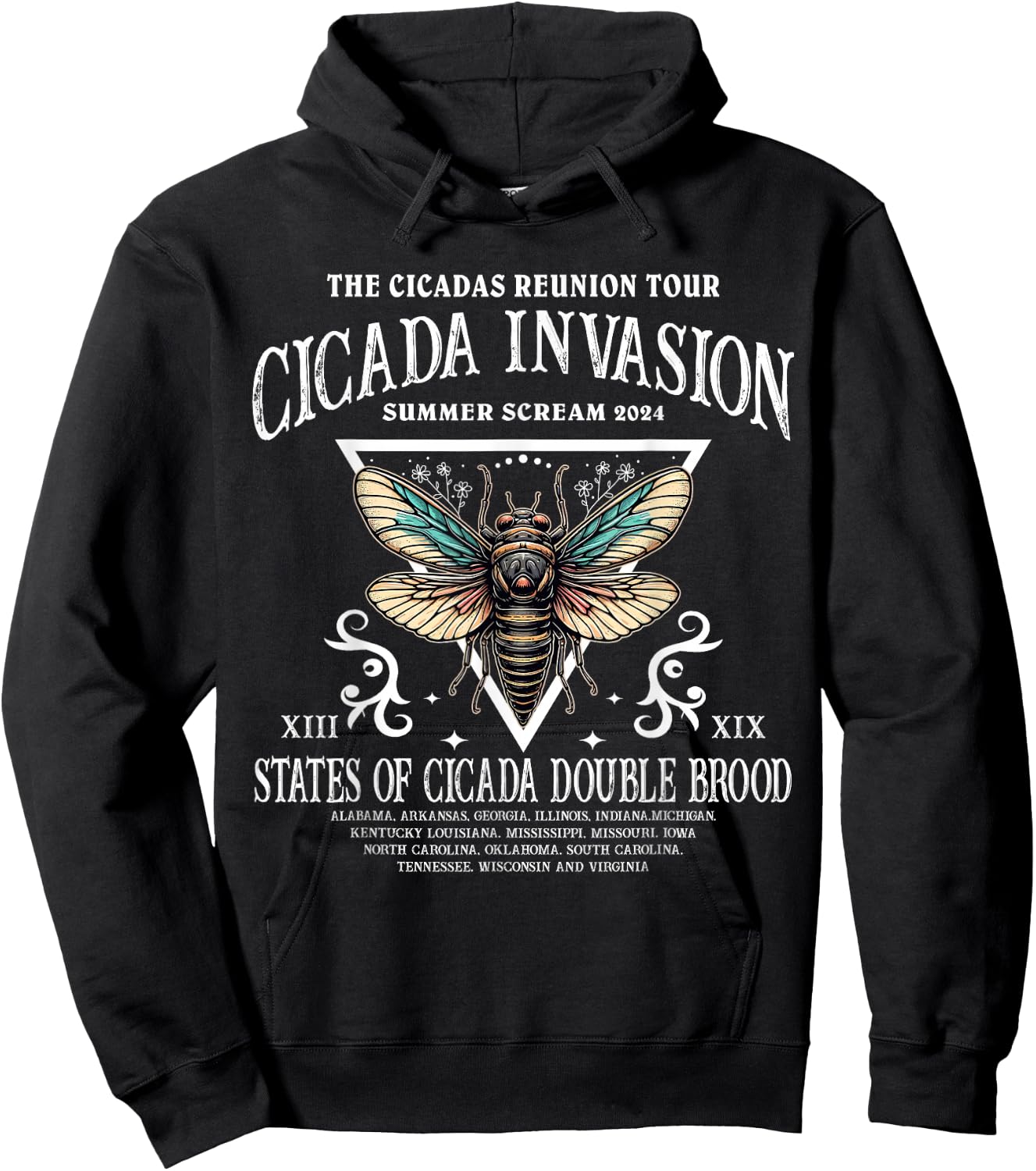 Cicadas Reunion Tour: Cicadas Invasion Summer Scream 2024 Hoodie - Hoodie | Black
