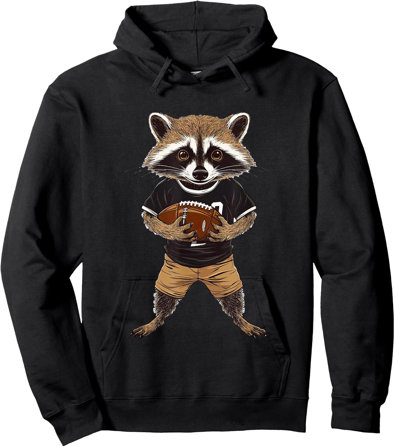 Raccoon Dressed as American Football Player Quarterback Hoodie - Hoodie | Black