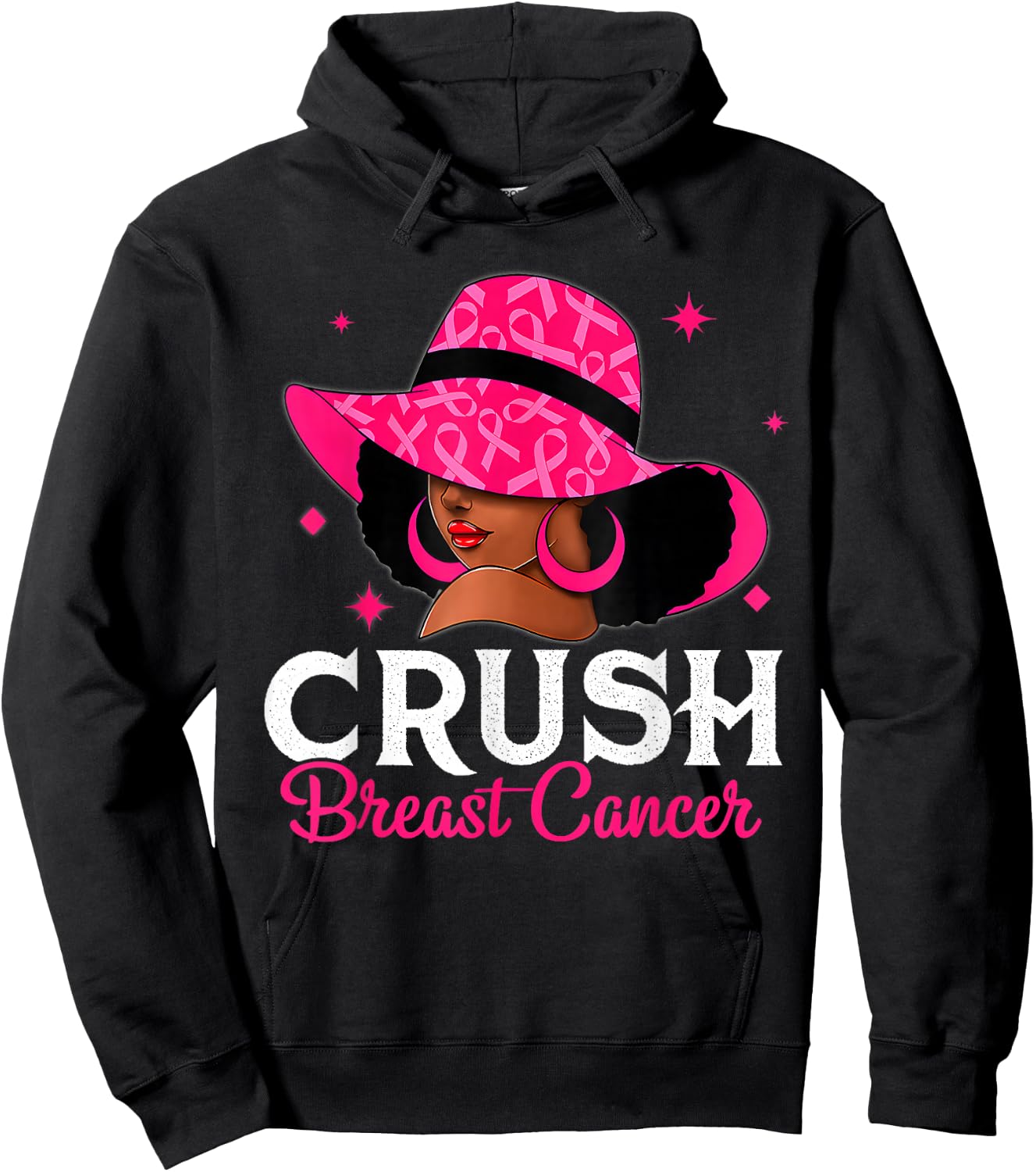 Crush Breast Cancer Awareness Black Women Pink Queen Warrior Hoodie - Hoodie | Black