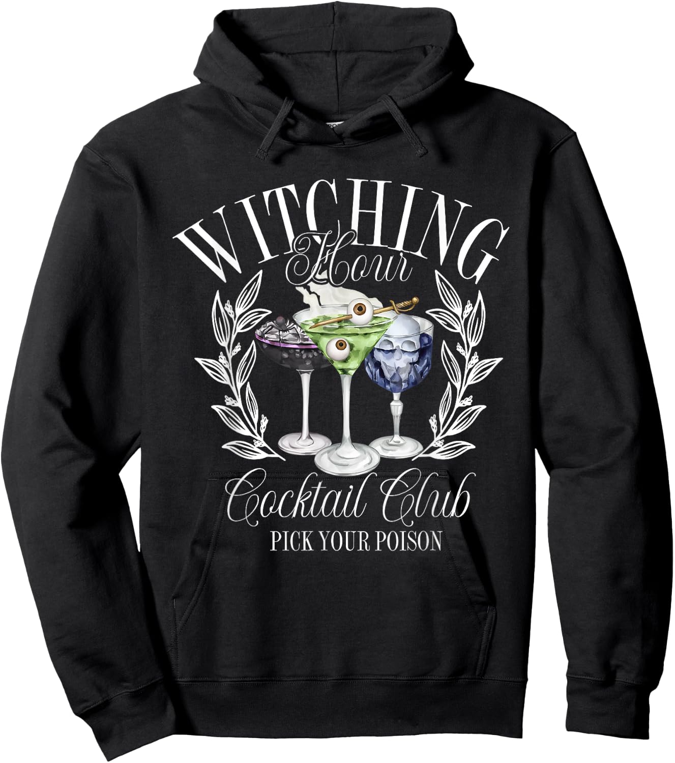 Classic Witching Hour Cocktail Club Spooky Halloween Season Hoodie - Hoodie | Black