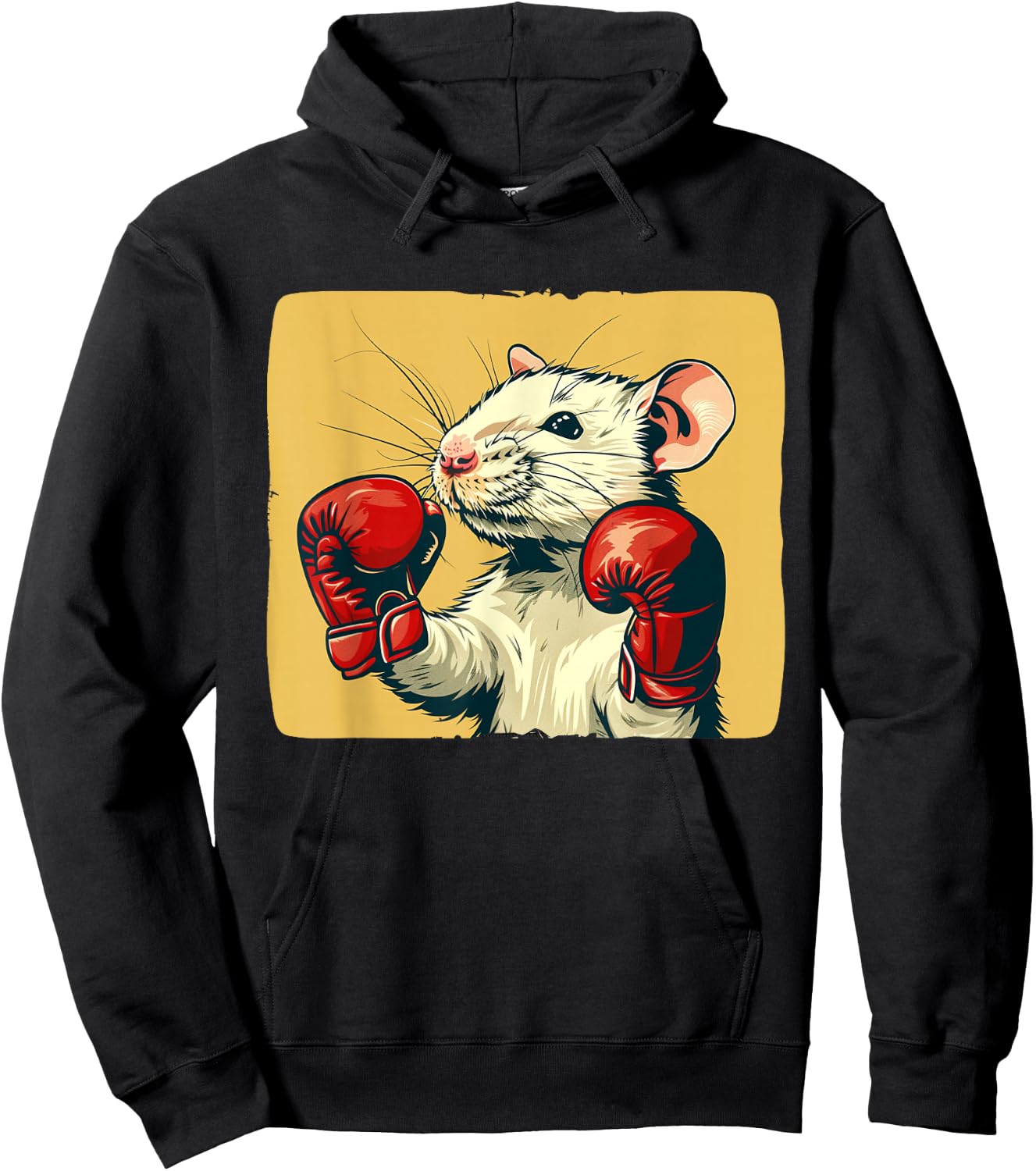 Cute white Rat with red boxing Gloves Costume Hoodie - Hoodie | Black