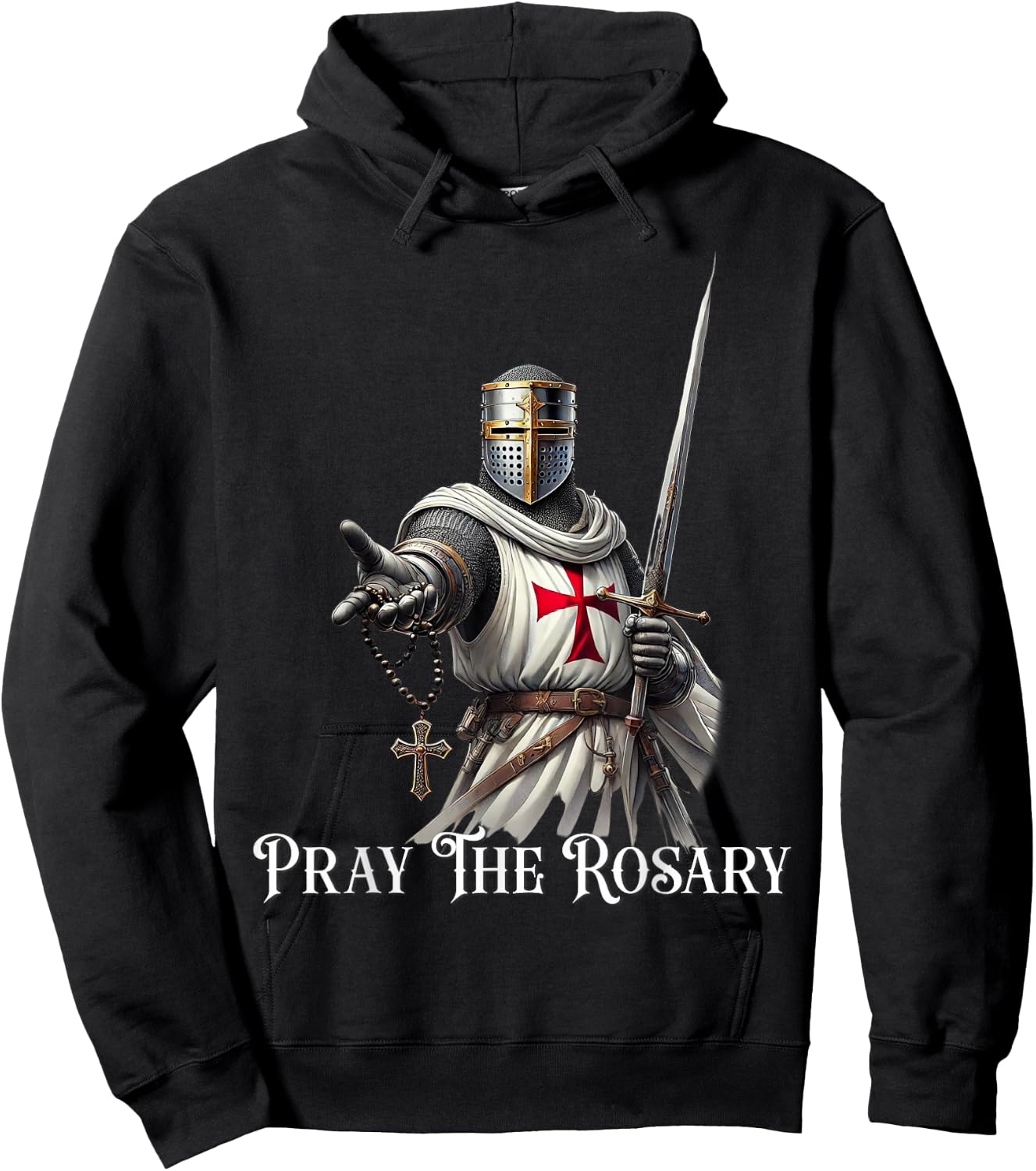 Catholic Knight Templar Latin Crusader Cross Hoodie - Hoodie | Black