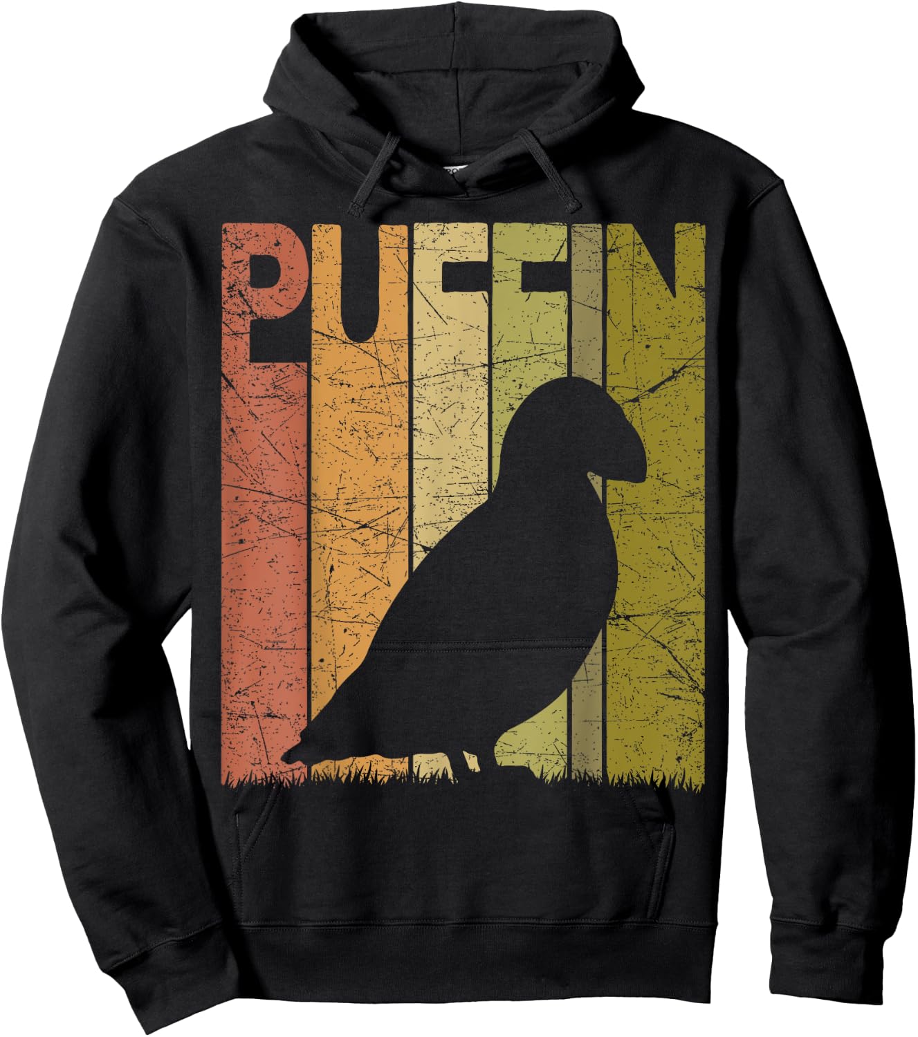 Puffin Vintage Birdwatching Puffin Retro Ornithology Birding Hoodie - Hoodie | Black