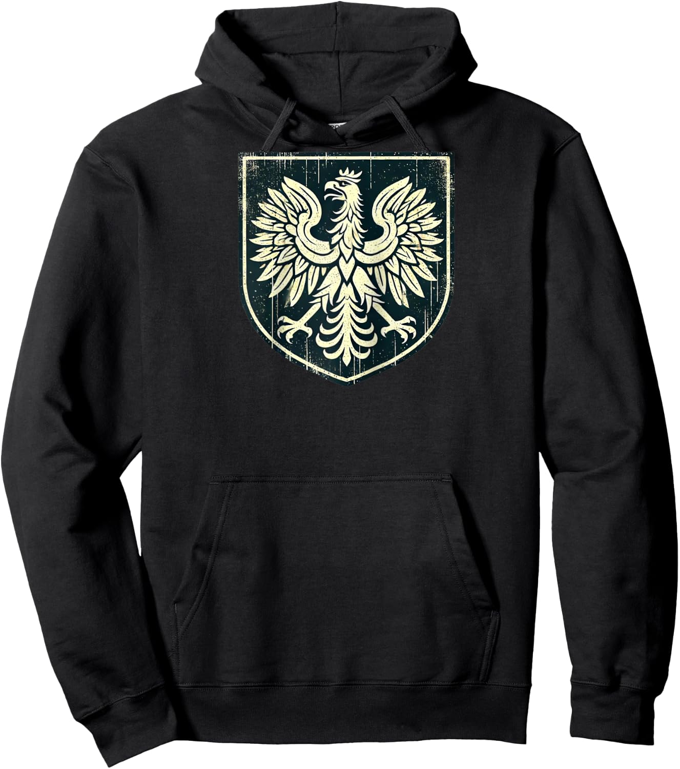Vintage Polish Eagle, Retro Polish Falcon, Polish History Raglan Baseball Hoodie - Hoodie | Black