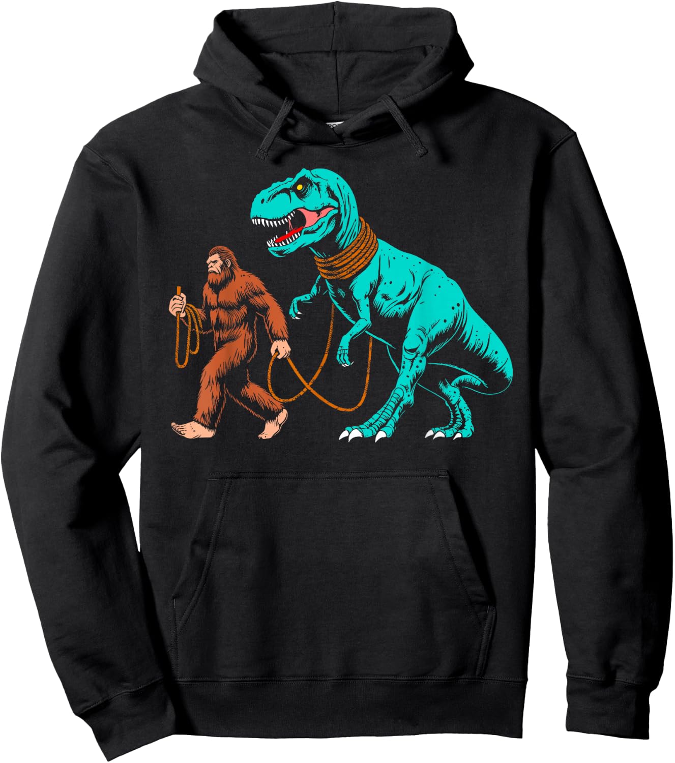 Bigfoot walking the dinosaur sasquatch Walk t rex kids boys Hoodie - Hoodie | Black