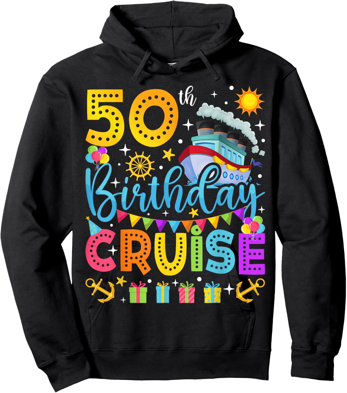 50th Birthday Cruise Cruising Lover 50 Years Old Bday Party Hoodie - Hoodie | Black