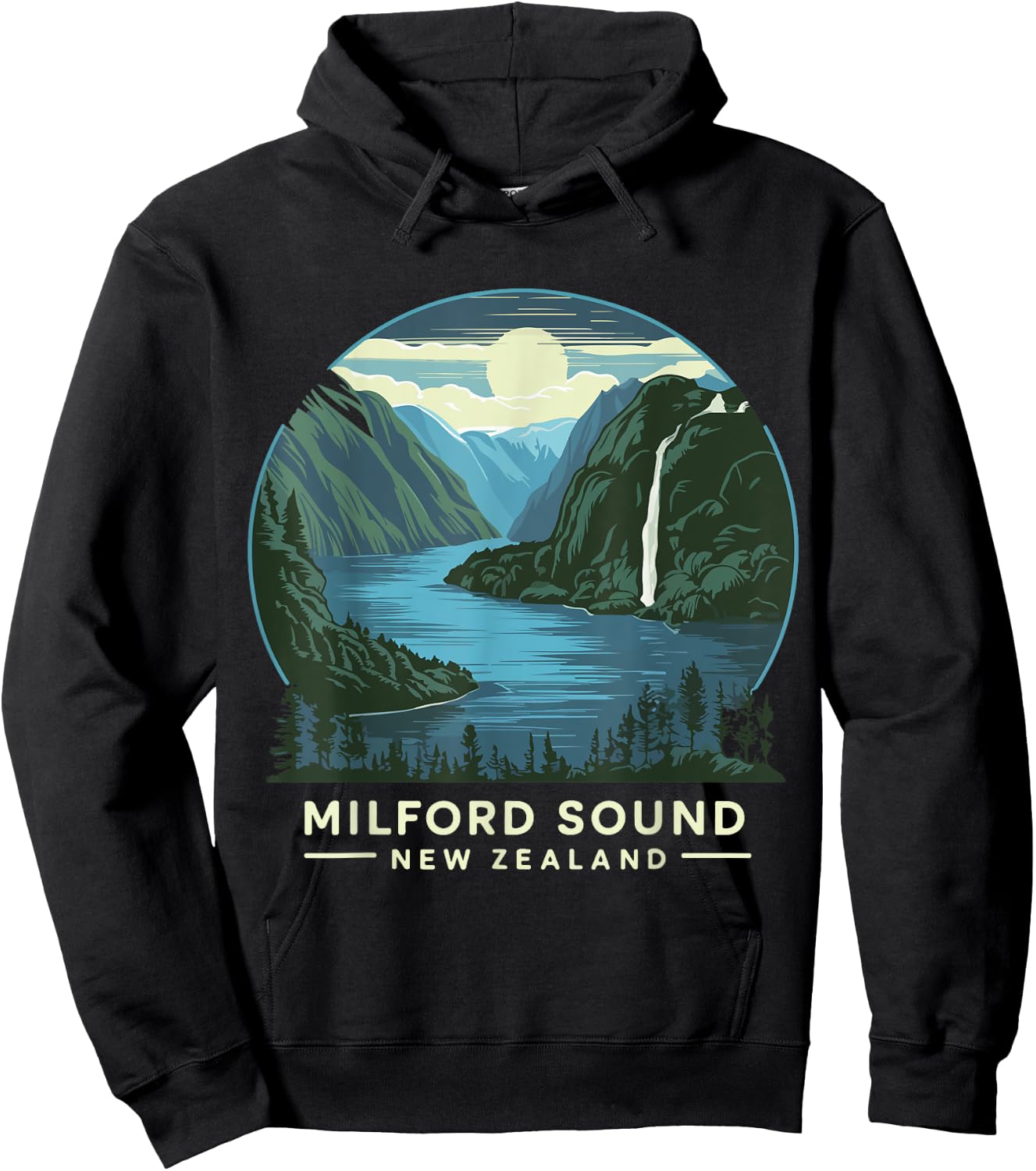New Zealand Milford Sound Hiking Costume Fjord Hike Hoodie - Hoodie | Black