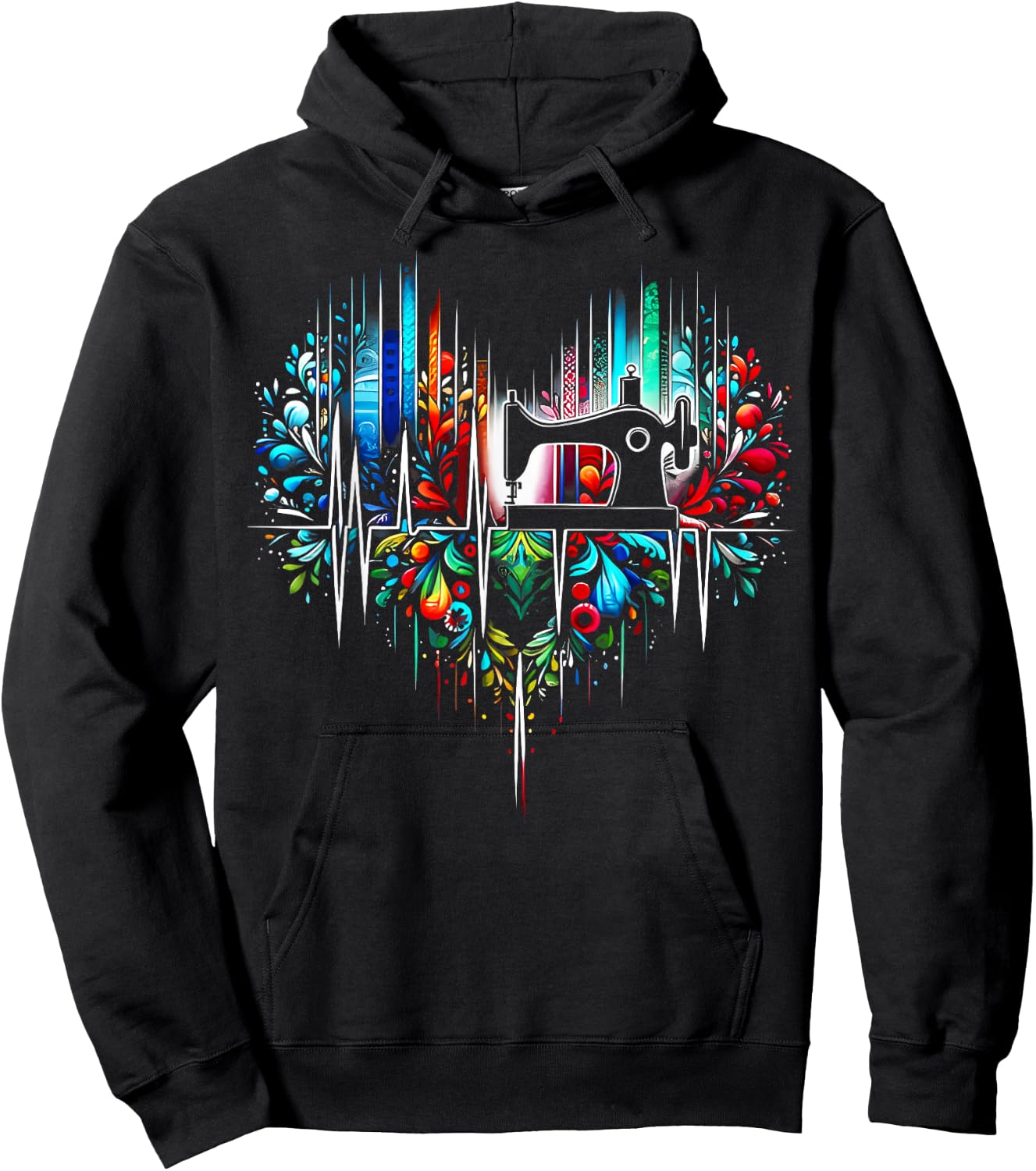 Sewing is My Heart Funny Quilting Sewing Fabric Hoodie - Hoodie | Black