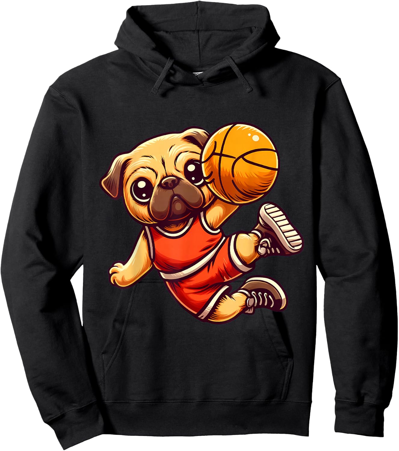 Pug Basketball Player Dog Lover Men Women Kids Hoodie - Hoodie | Black