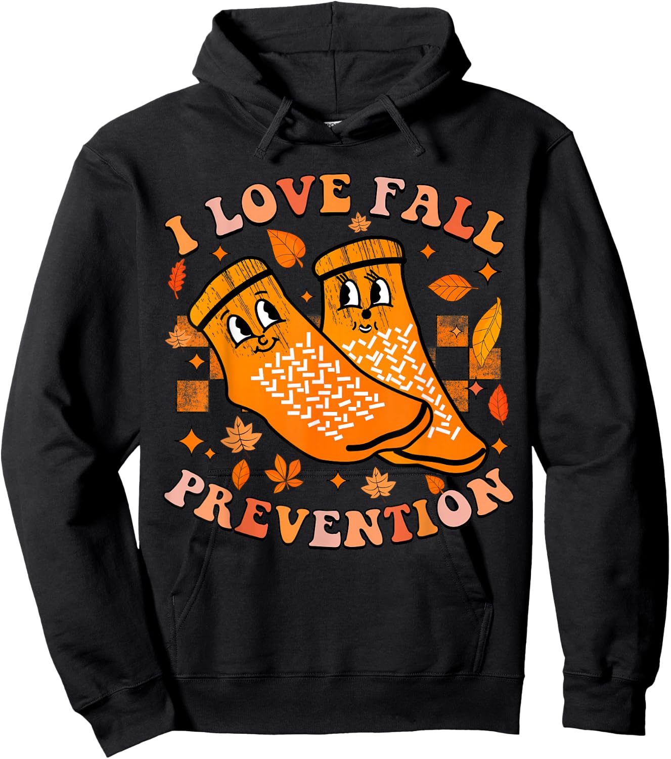 Groovy Retro I Love Fall Prevention Fall Physical Therapy Hoodie - Hoodie | Black