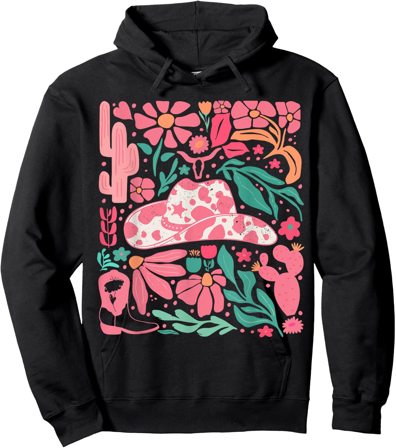 Howdy Southern Western Girl Country Rodeo Cowgirl Vintage Hoodie - Hoodie | Black