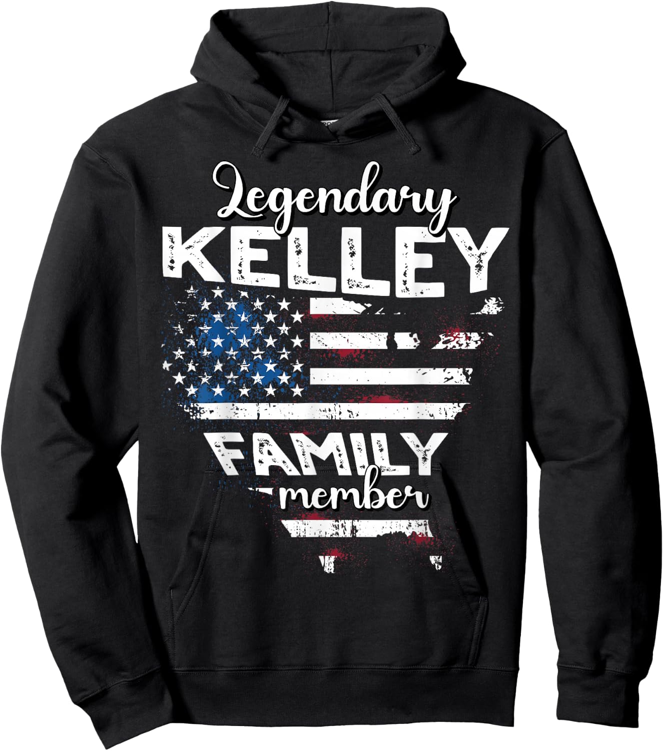 Surname Kelley US Flag Kelley Last Name Kelley Hoodie - Hoodie | Black