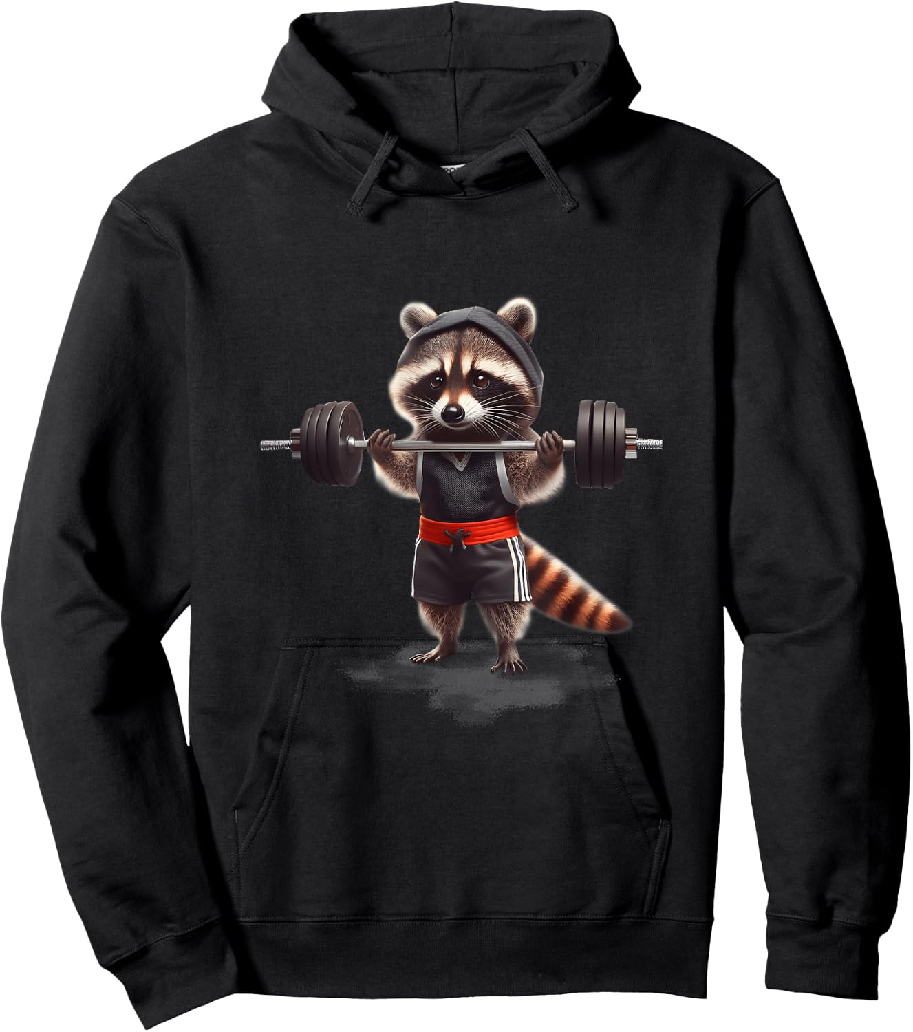Weightlifting Ripped Raccoon Gym Workout Muscled Raccoon Hoodie - Hoodie | Black