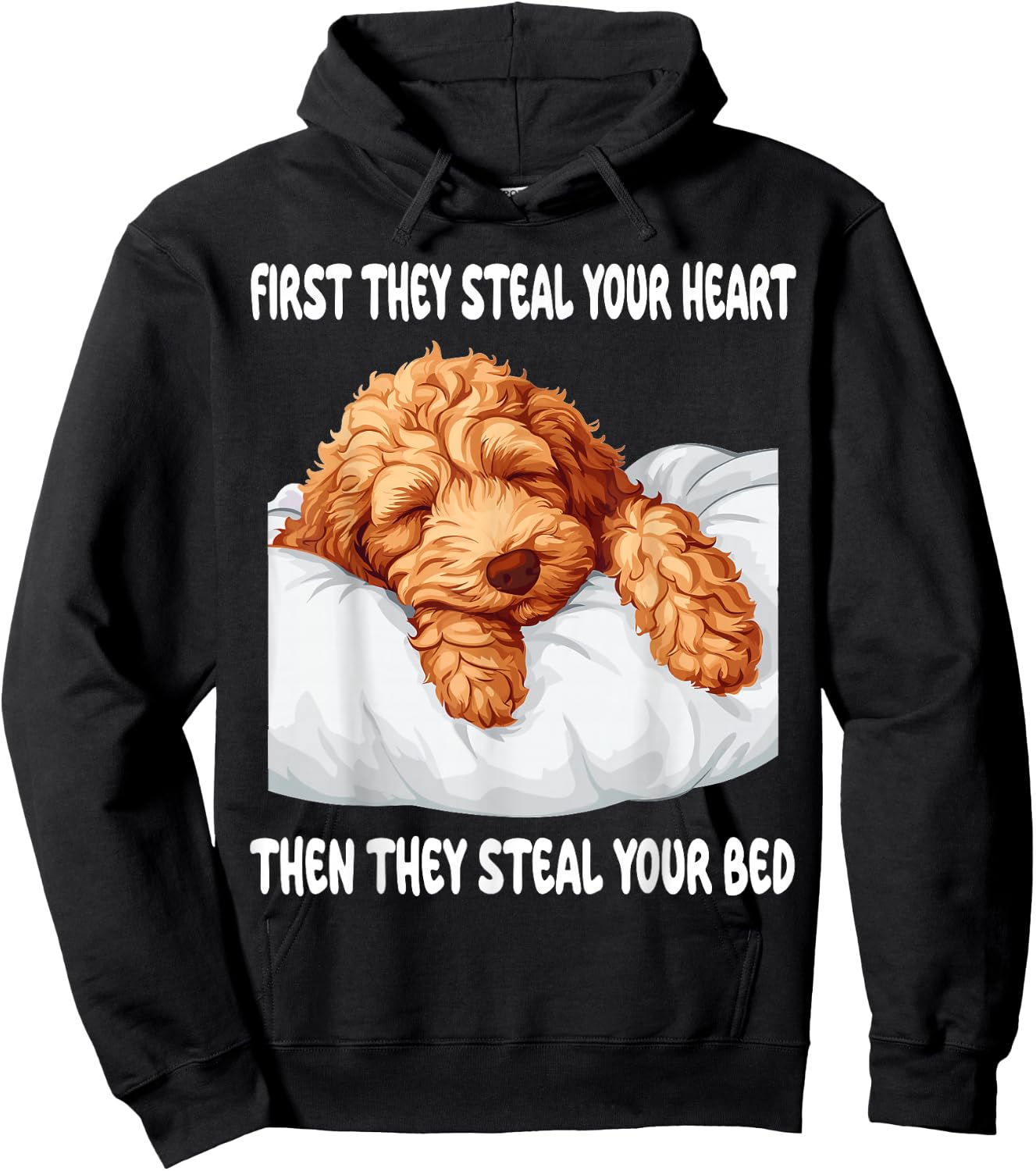Goldendoodle Sleeping Pajamas Nightgown Hoodie - Hoodie | Black