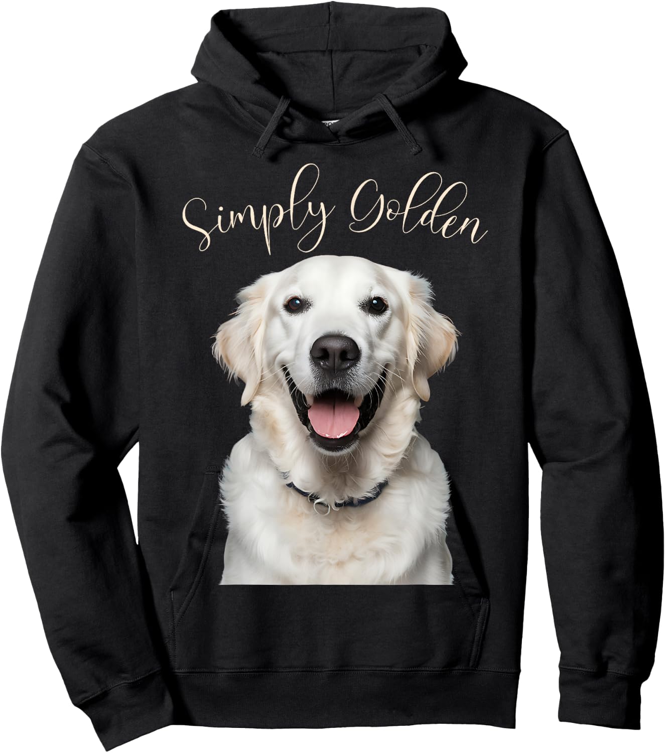 White English Cream Golden Retriever Cute 'Simply Golden' Hoodie - Hoodie | Black