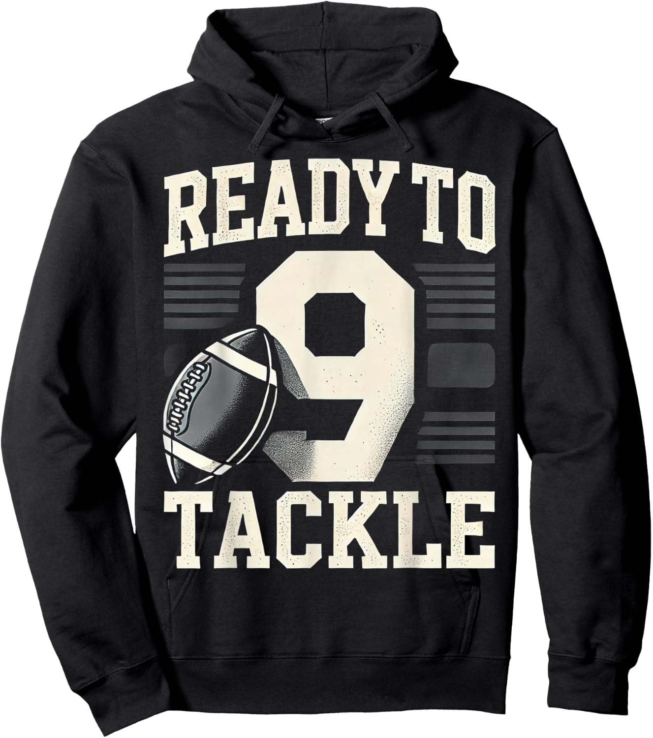 Ready To Tackle 9th Birthday Football Hoodie - Hoodie | Black