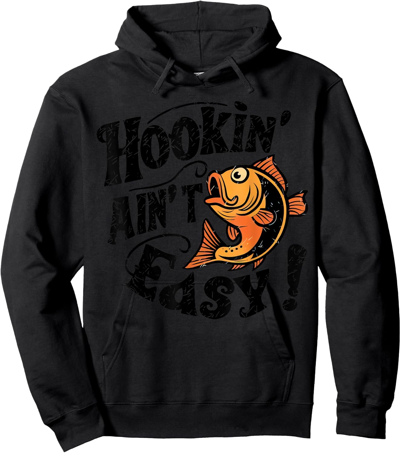 Hookin Aint Easy Fisherman Fishing Hoodie - Hoodie | Black